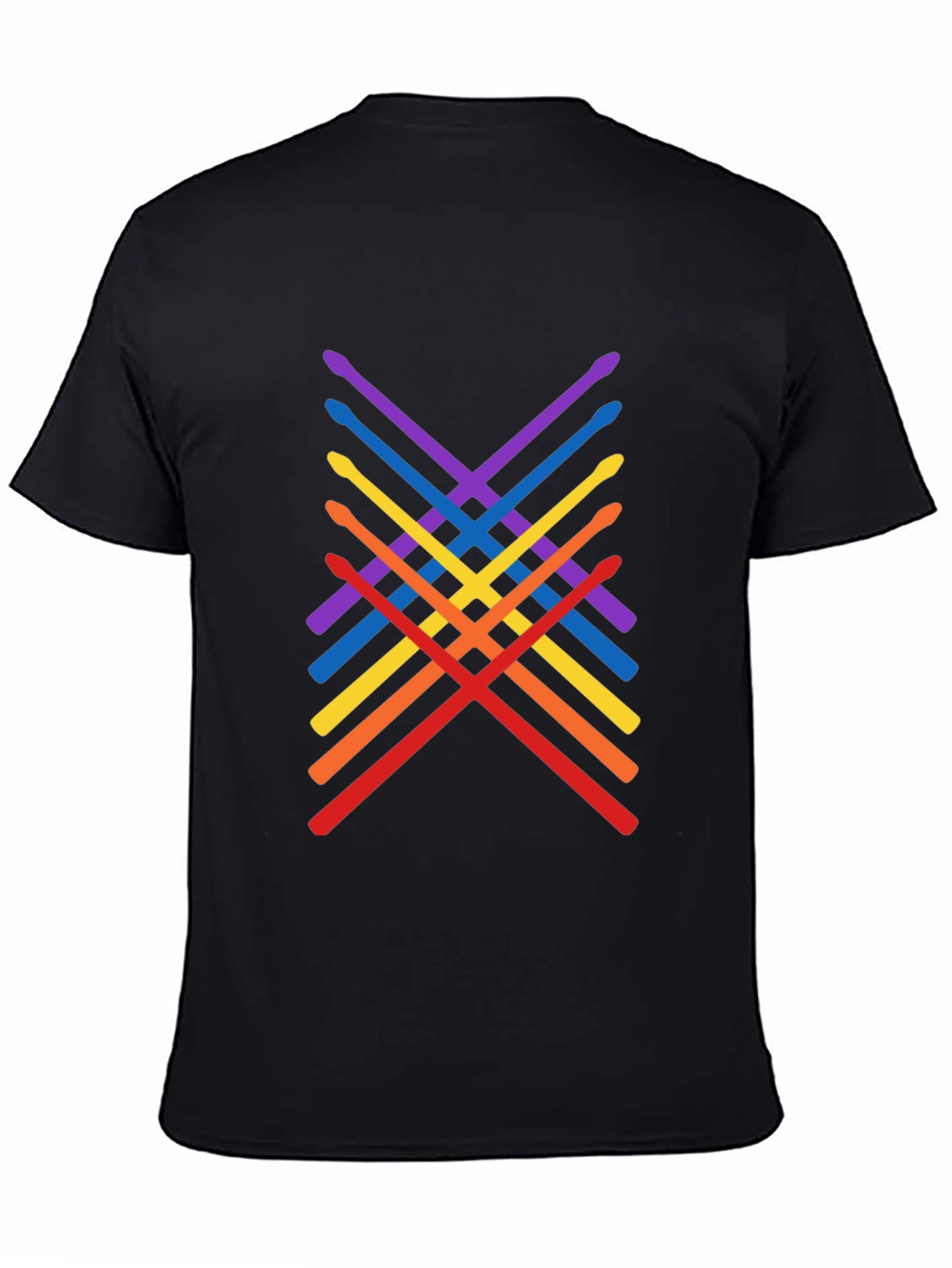 Black Rainbow Drumsticks Graphic Tee - Music Lover Shirt view 4