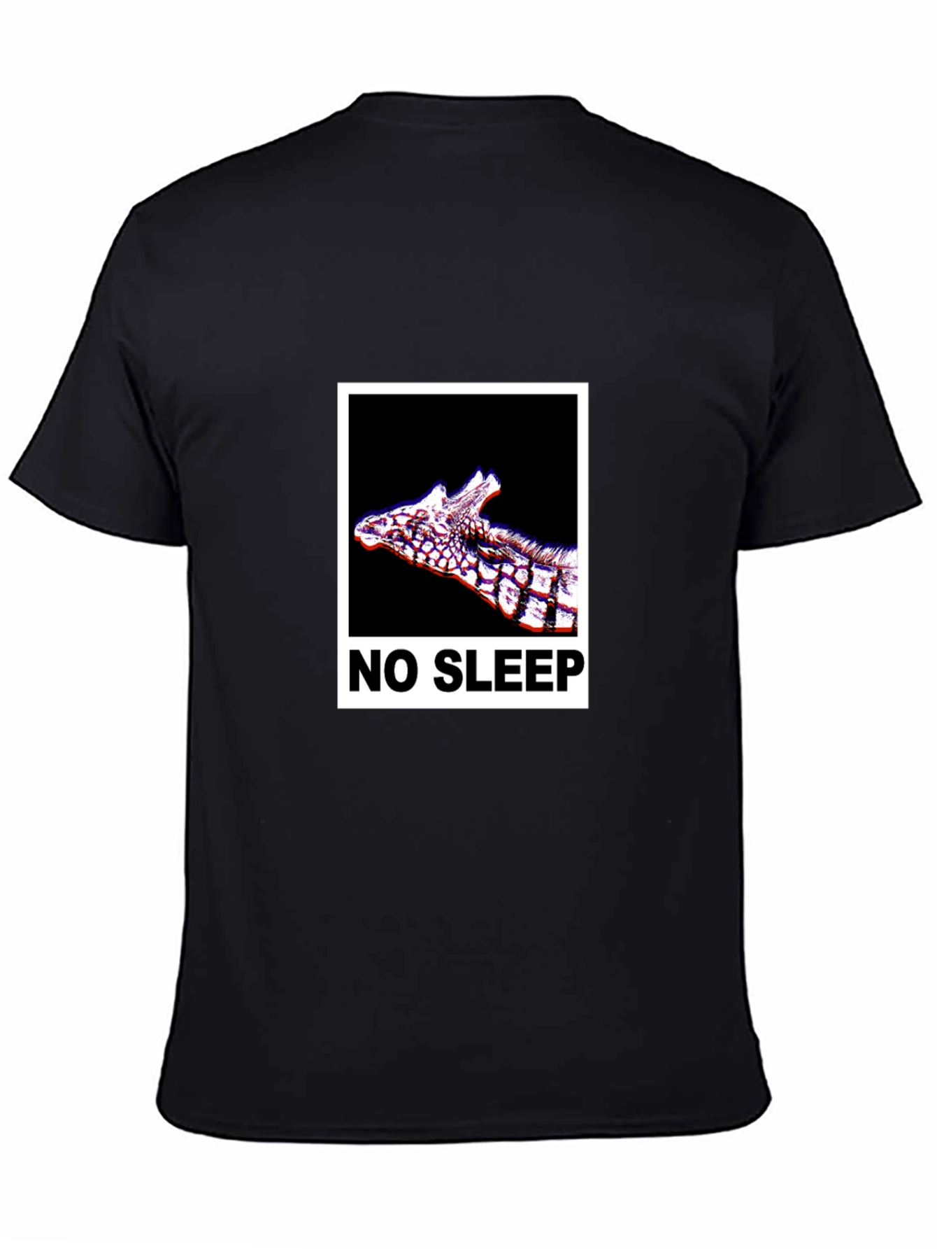 Black No Sleep Giraffe Graphic Tee - Black Cotton T-Shirt view 4