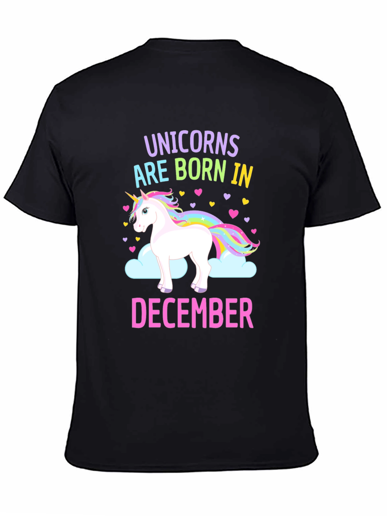 Black Unicorn December Birthday T-Shirt view 4