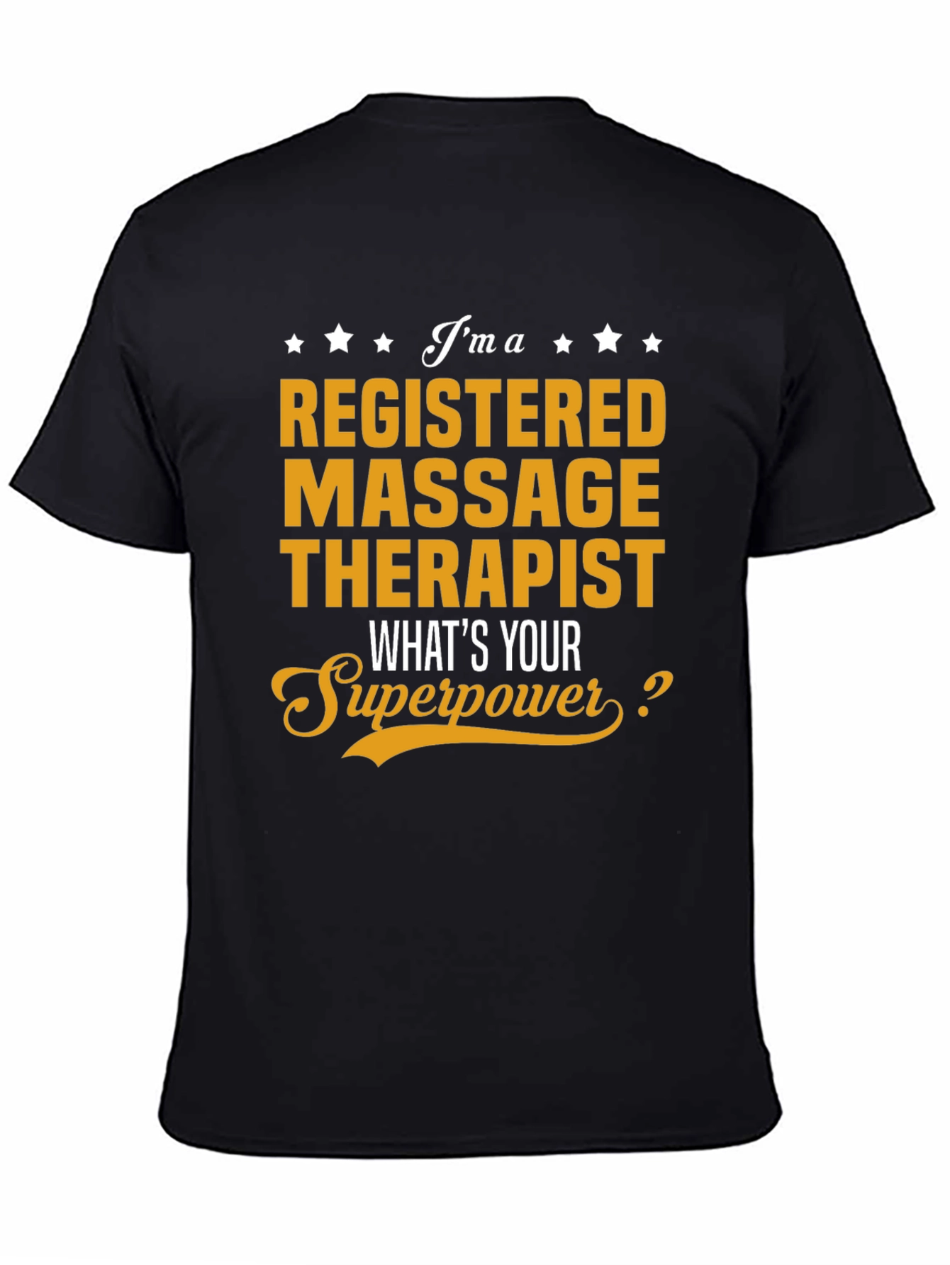 Black Massage Therapist Superpower T-Shirt - Black view 4