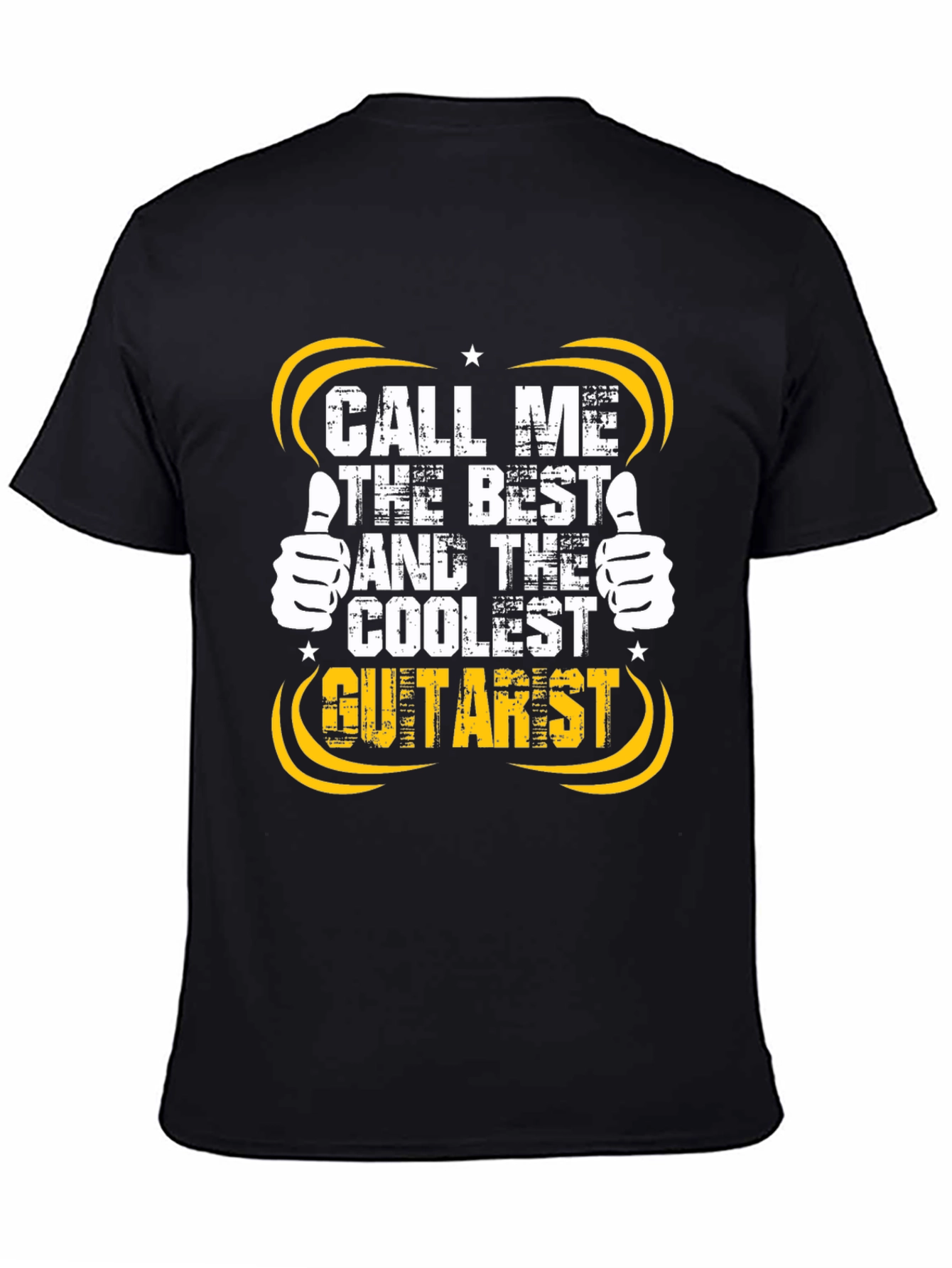 Black Coolest Guitarist Graphic Tee - Black Cotton T-Shirt view 4