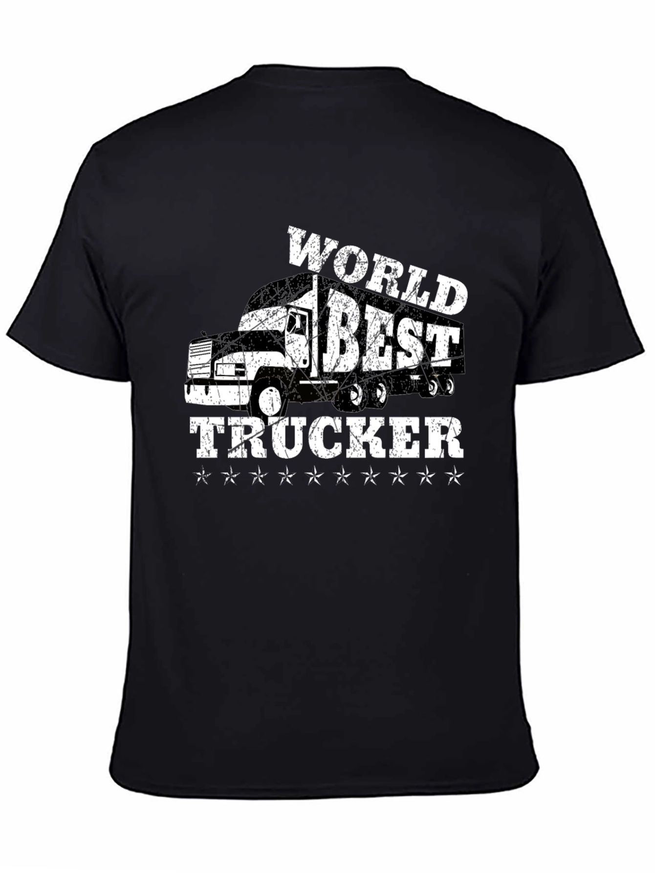 Black World's Best Trucker T-Shirt - Black Cotton Tee view 4
