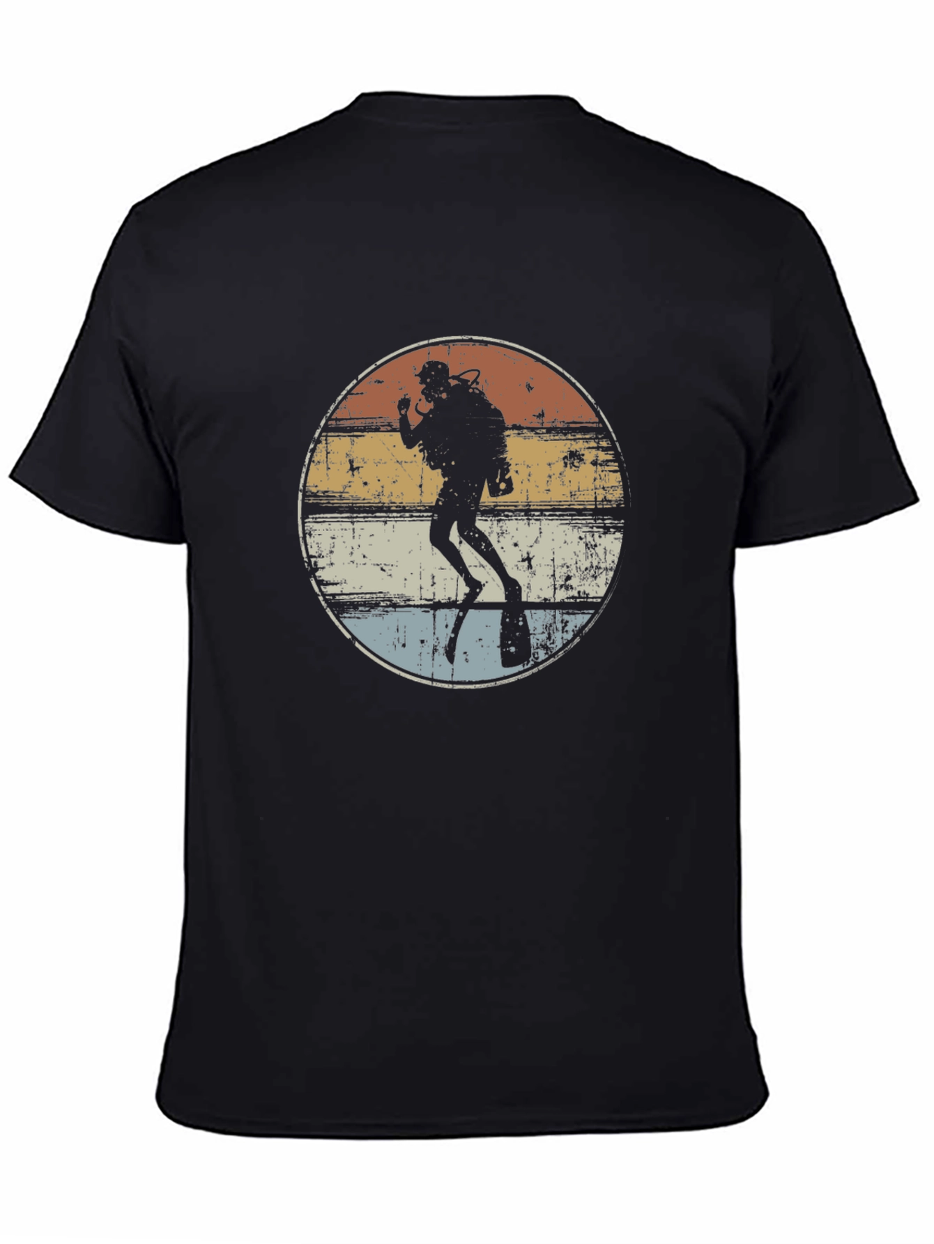 Black Retro Scuba Diver Graphic T-Shirt view 4