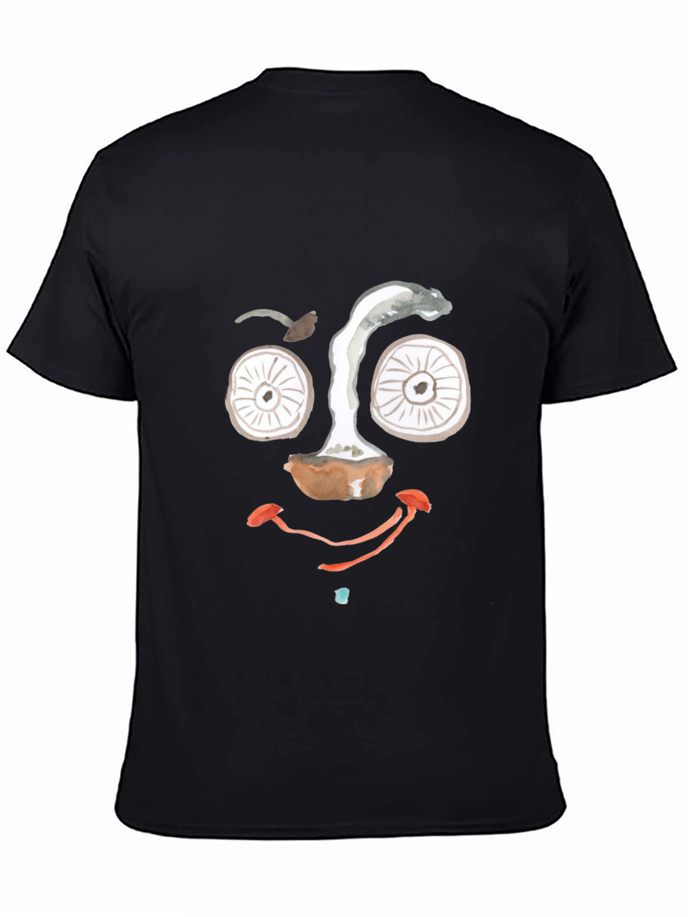 Black Mushroom Face Graphic Tee - Funky Black T-Shirt view 4