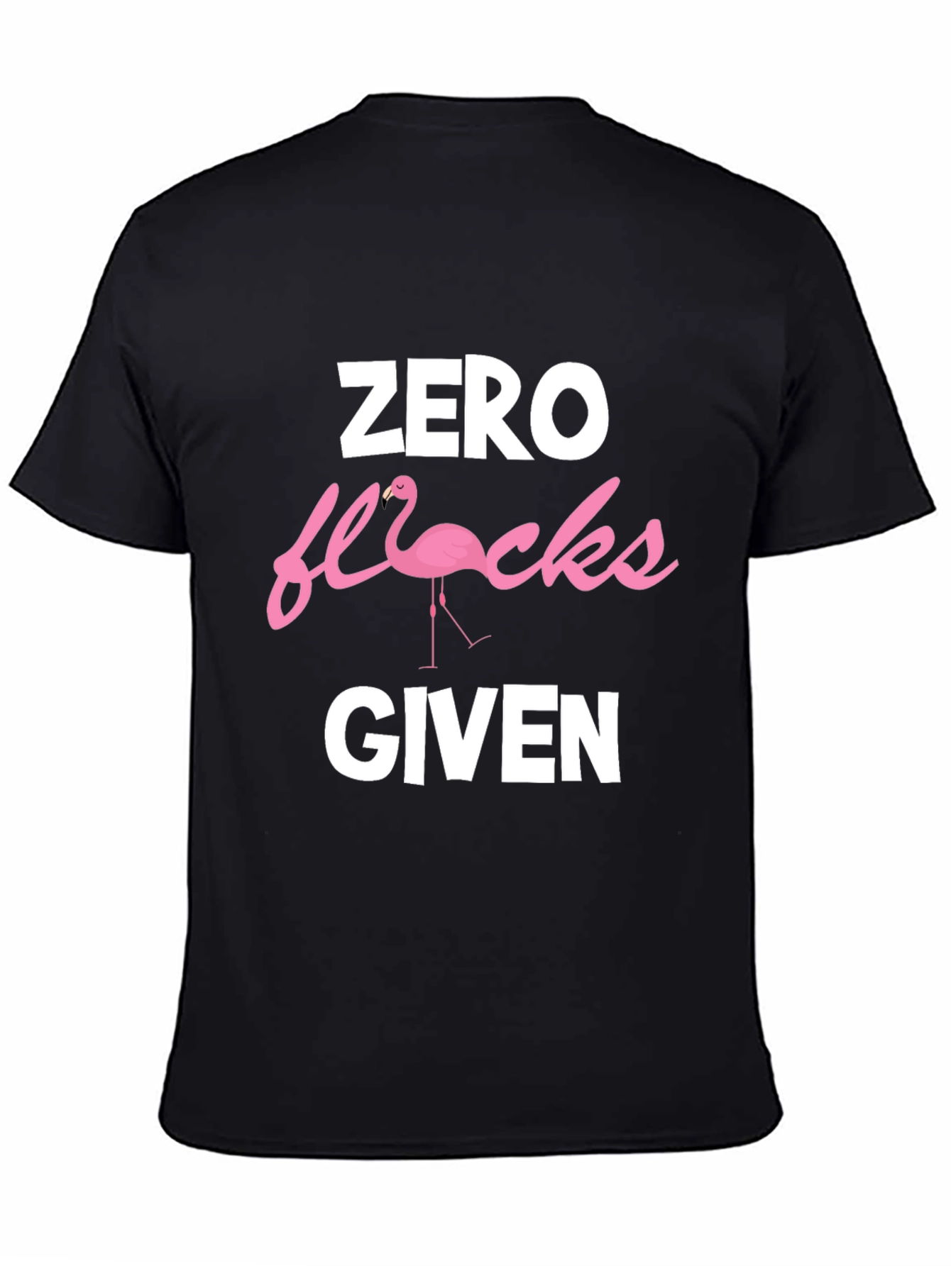 Black Zero Flocks Given Graphic T-Shirt - Funny Flamingo Tee view 4