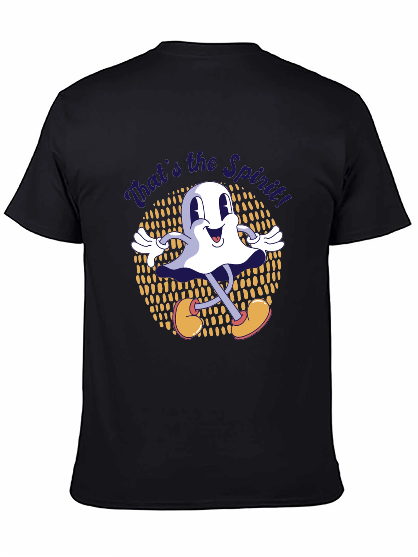 Black Retro Cartoon Ghost T-Shirt - That's the Spirit! view 4