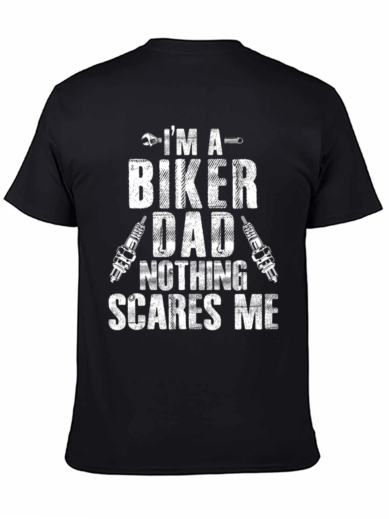 Black Biker Dad T-Shirt - Nothing Scares Me - Motorcycle Rider view 4