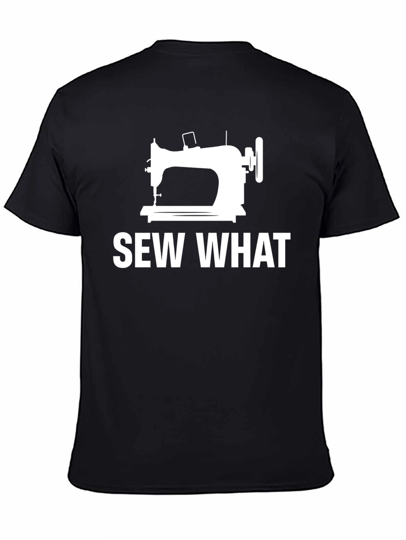 Black Sew What? Funny Sewing Machine T-Shirt view 4