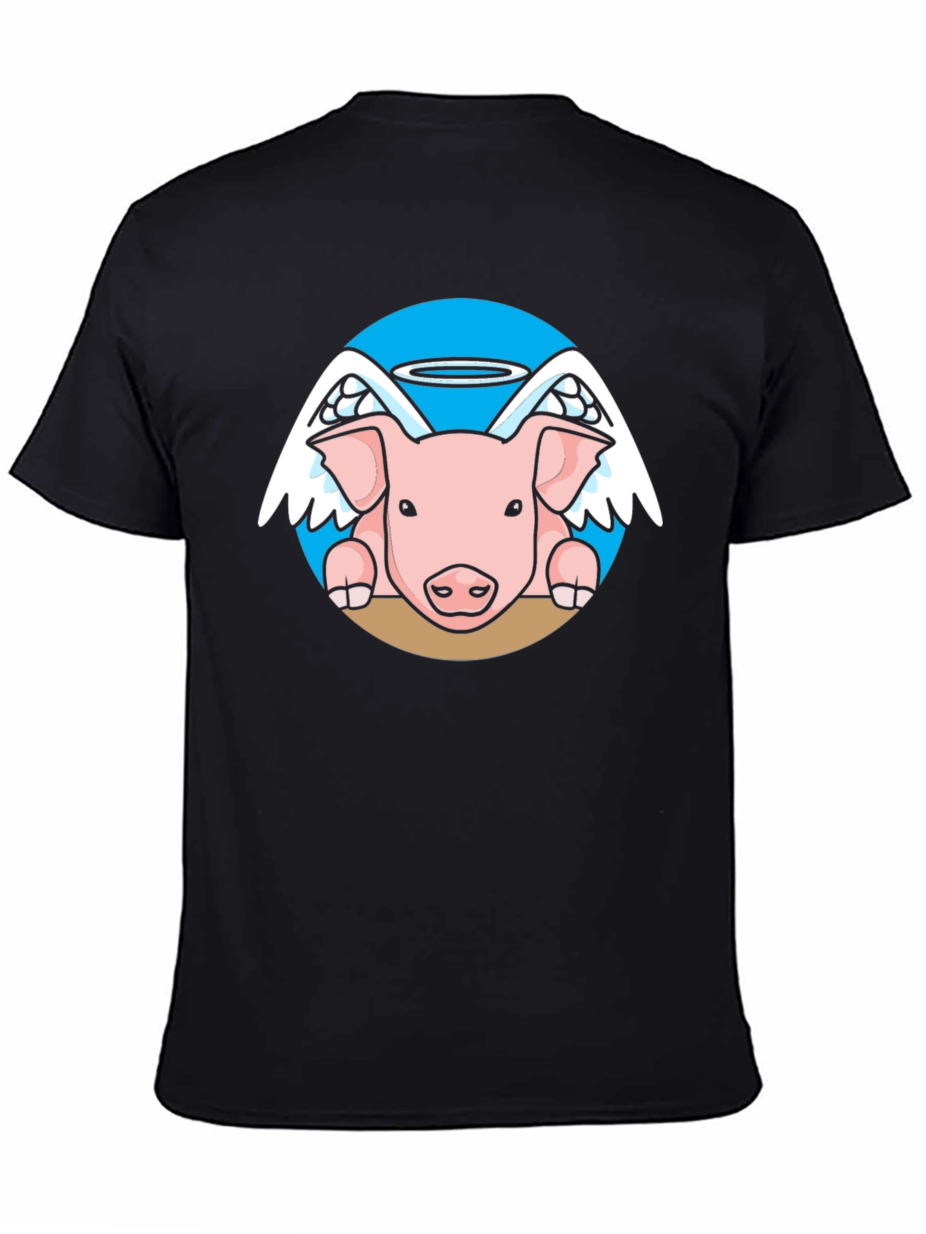 Black Angel Pig Black T-Shirt view 4