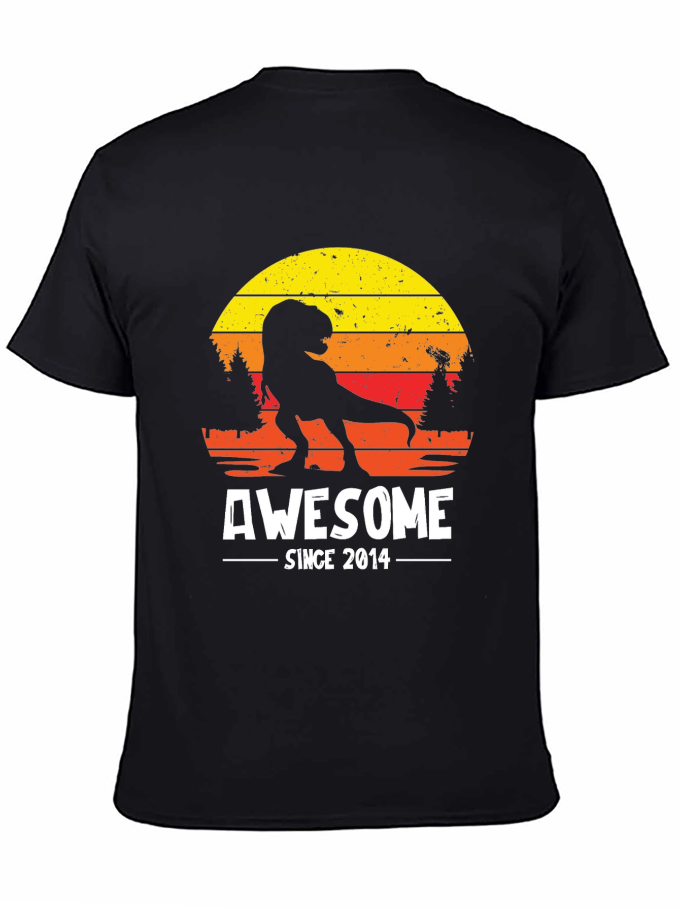 Black Awesome Since 2014 Dinosaur T-Shirt view 4