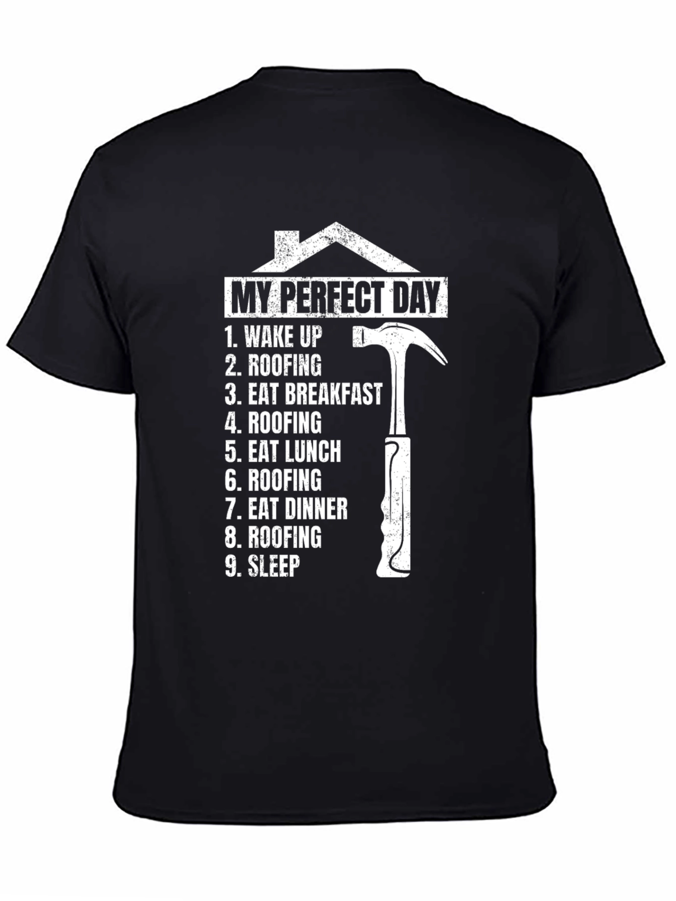 Black Roofer's Perfect Day T-Shirt - Funny Roofing Gift view 4