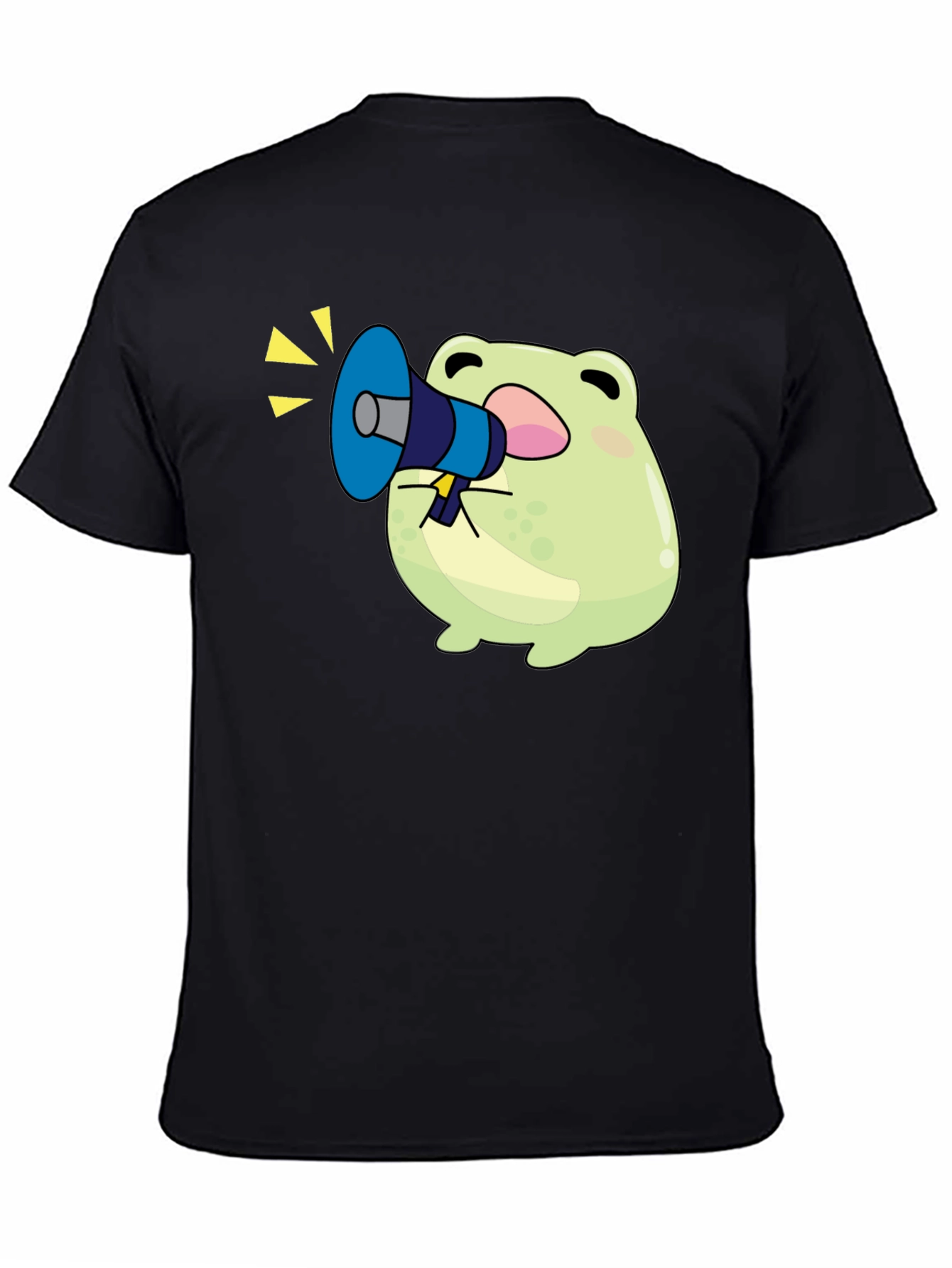 Black Frog with Megaphone T-Shirt - Black Graphic Tee view 4