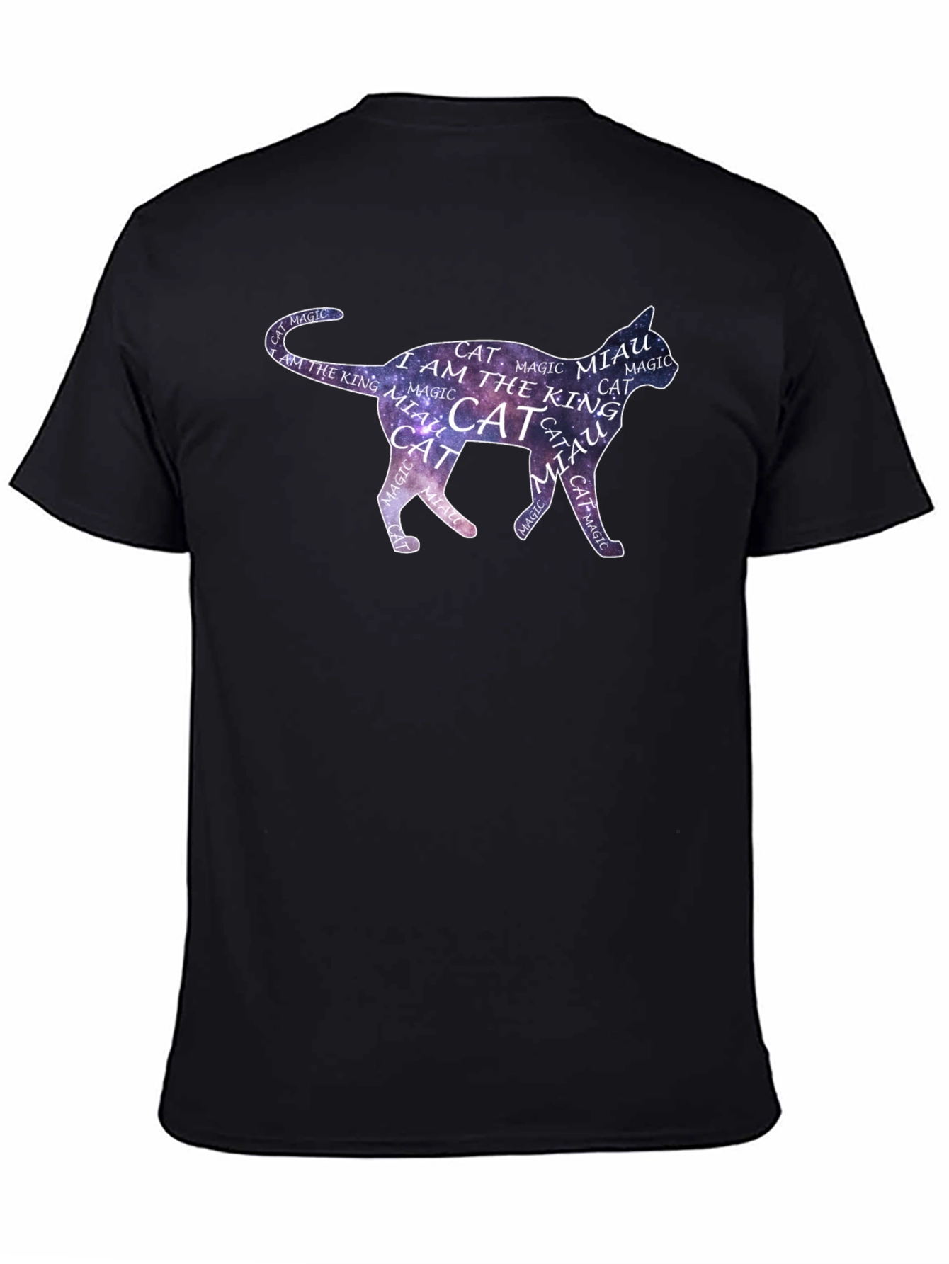 Black Cosmic Cat T-Shirt - Magical Feline Design view 4