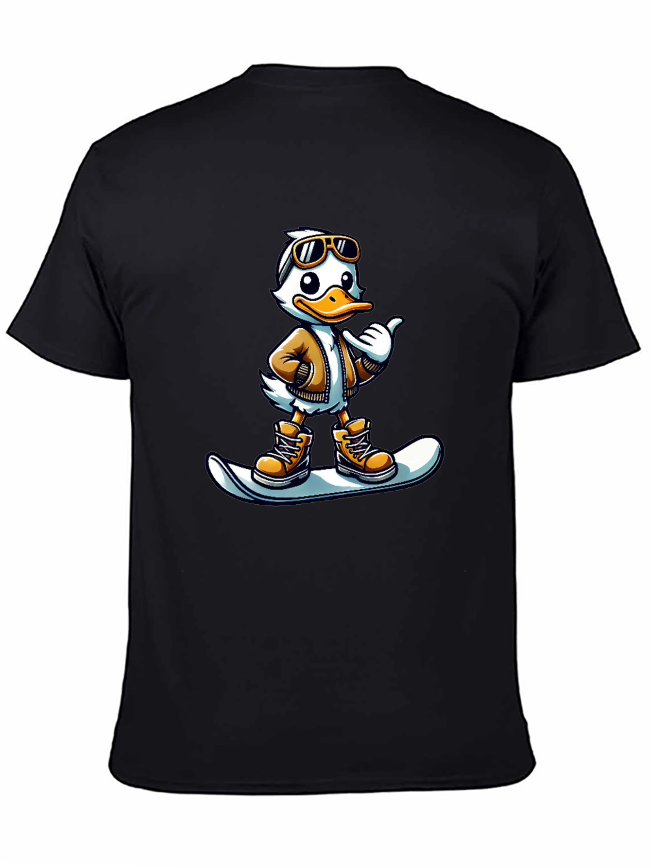 Black Cool Duck Snowboarder Black T-Shirt view 4