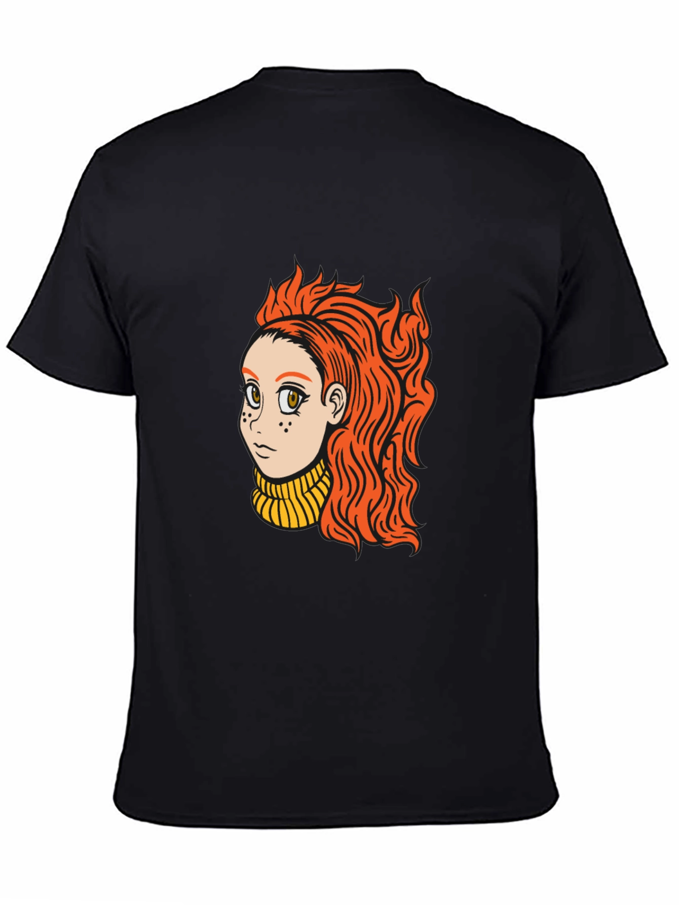 Black Cartoon Girl Graphic Black T-Shirt view 4