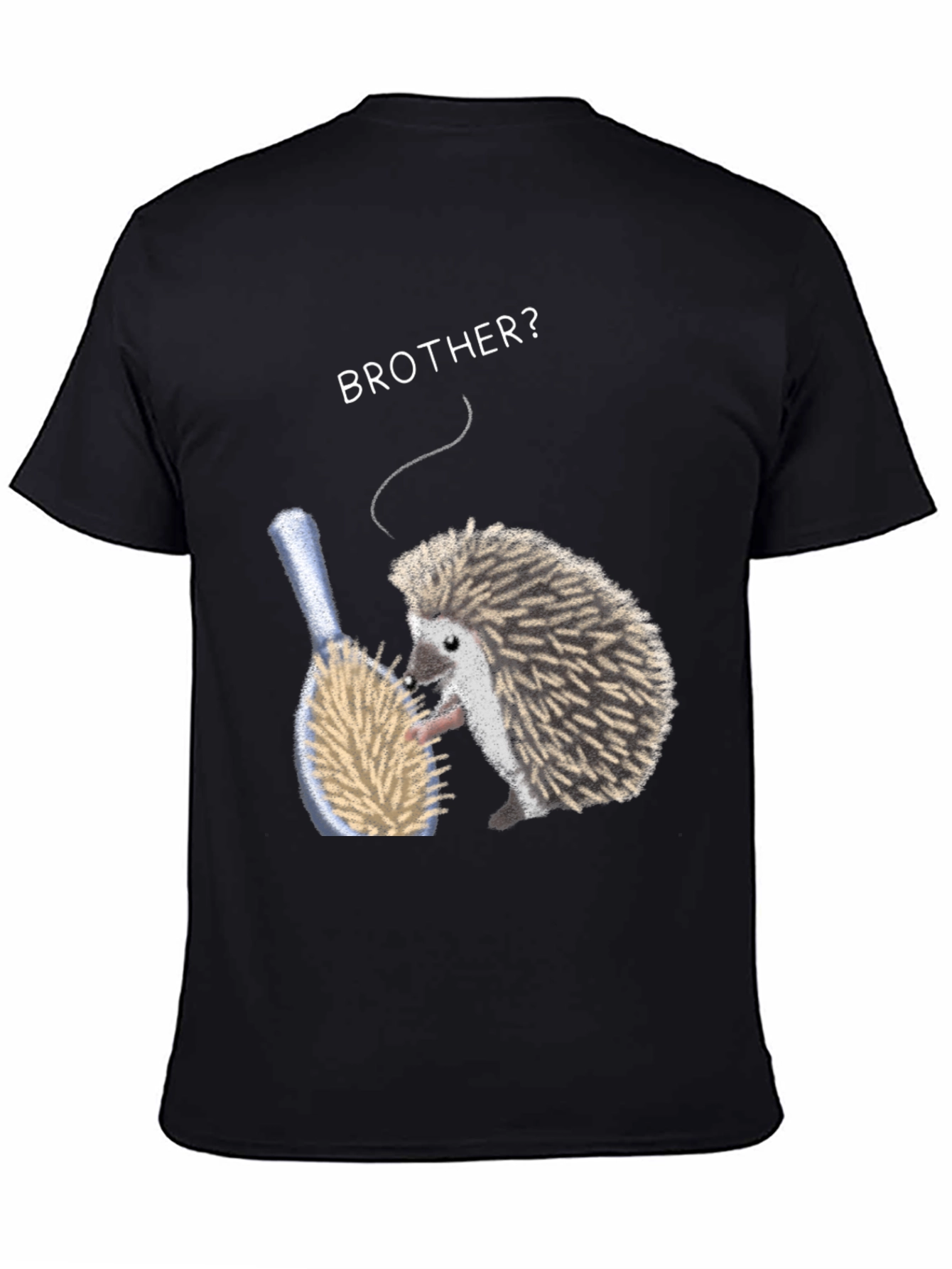 Black Brother Hedgehog Graphic Tee - Quirky Animal Shirt view 4