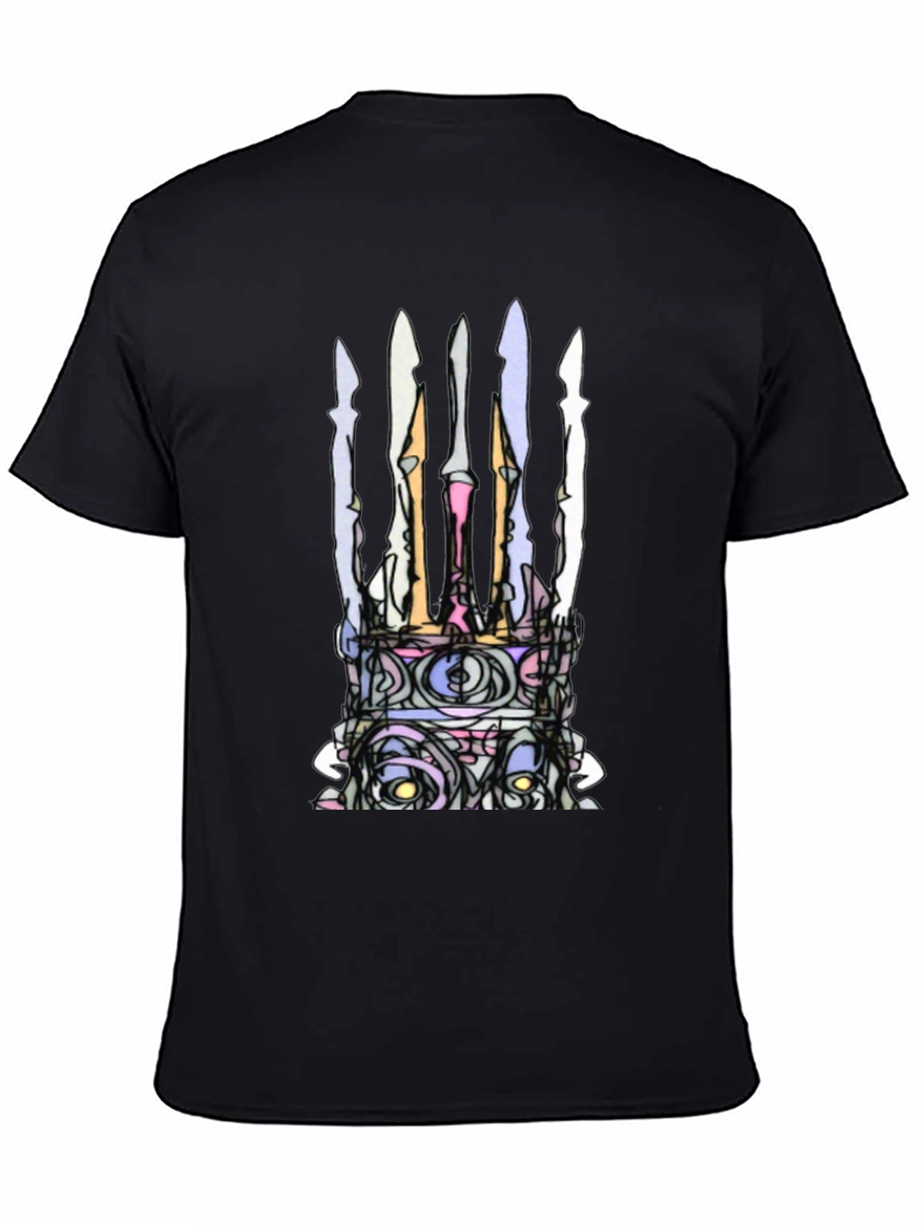 Black Abstract Crown Graphic Black T-Shirt view 4