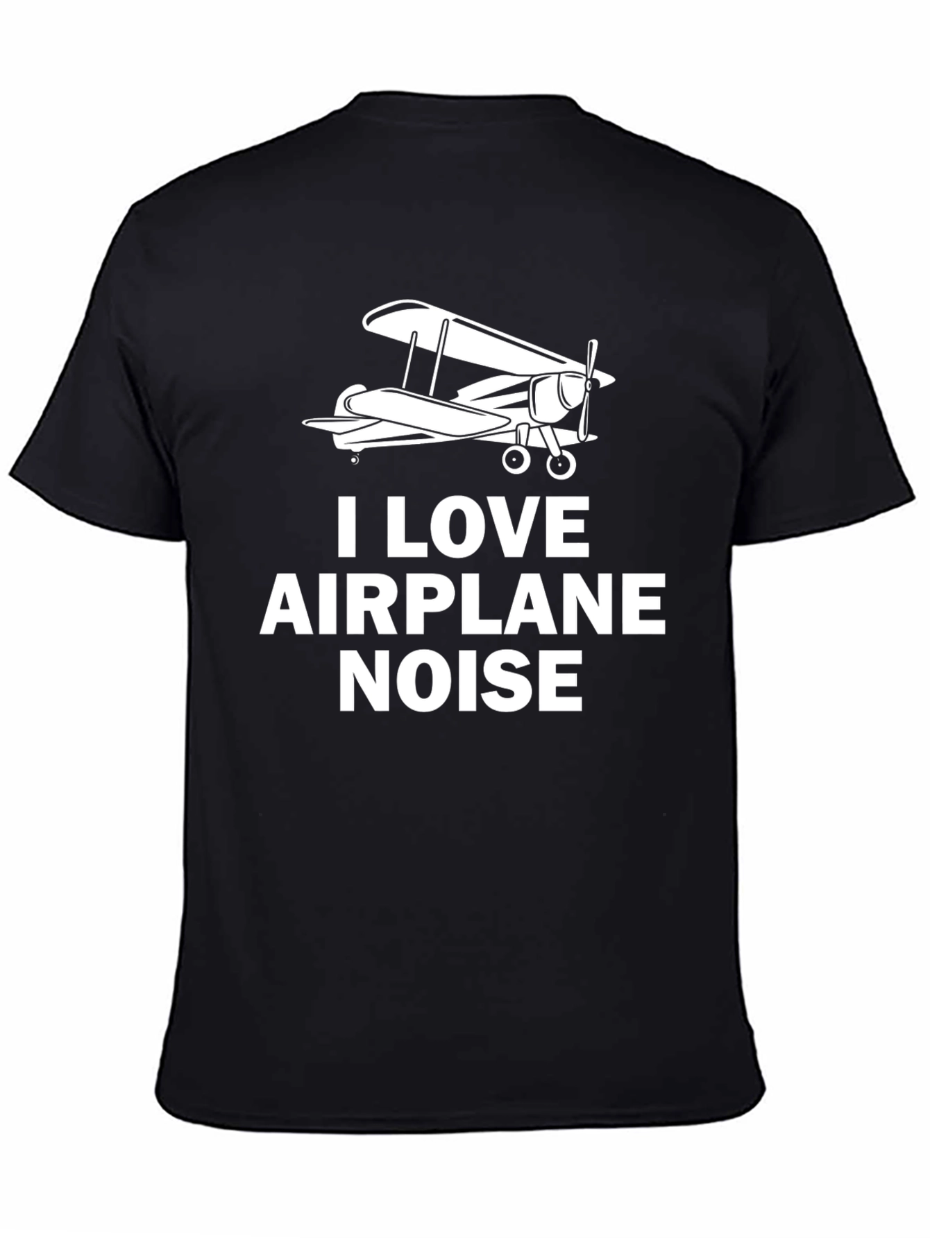 Black I Love Airplane Noise Black T-Shirt view 4