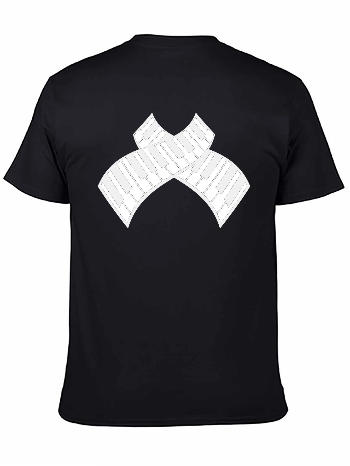 Black Piano Keys Ribbon Black T-Shirt view 4
