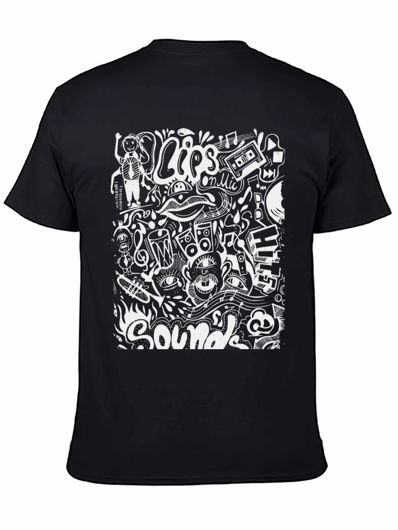 Black Black T-Shirt with Unique Sound Design view 4