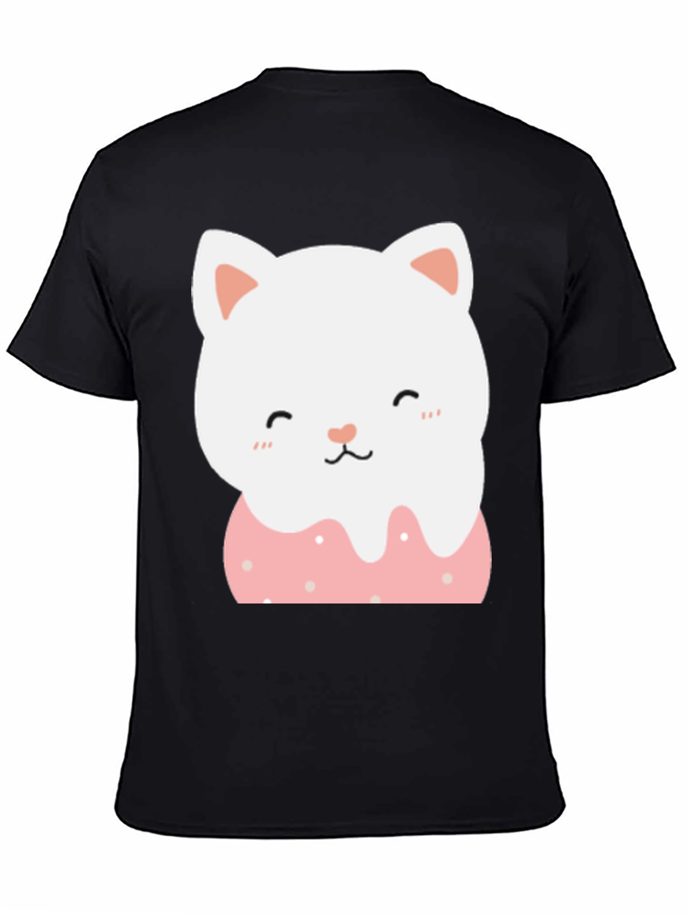 Black Cute Cat Donut T-Shirt - Black view 4