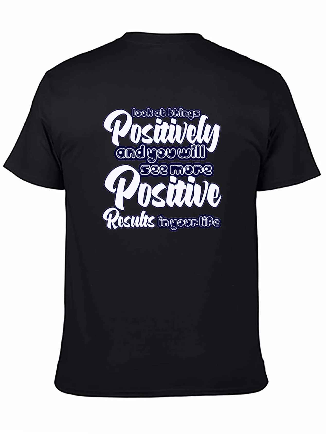 Black Positive Results Graphic Tee - Motivational Black T-Shirt view 4