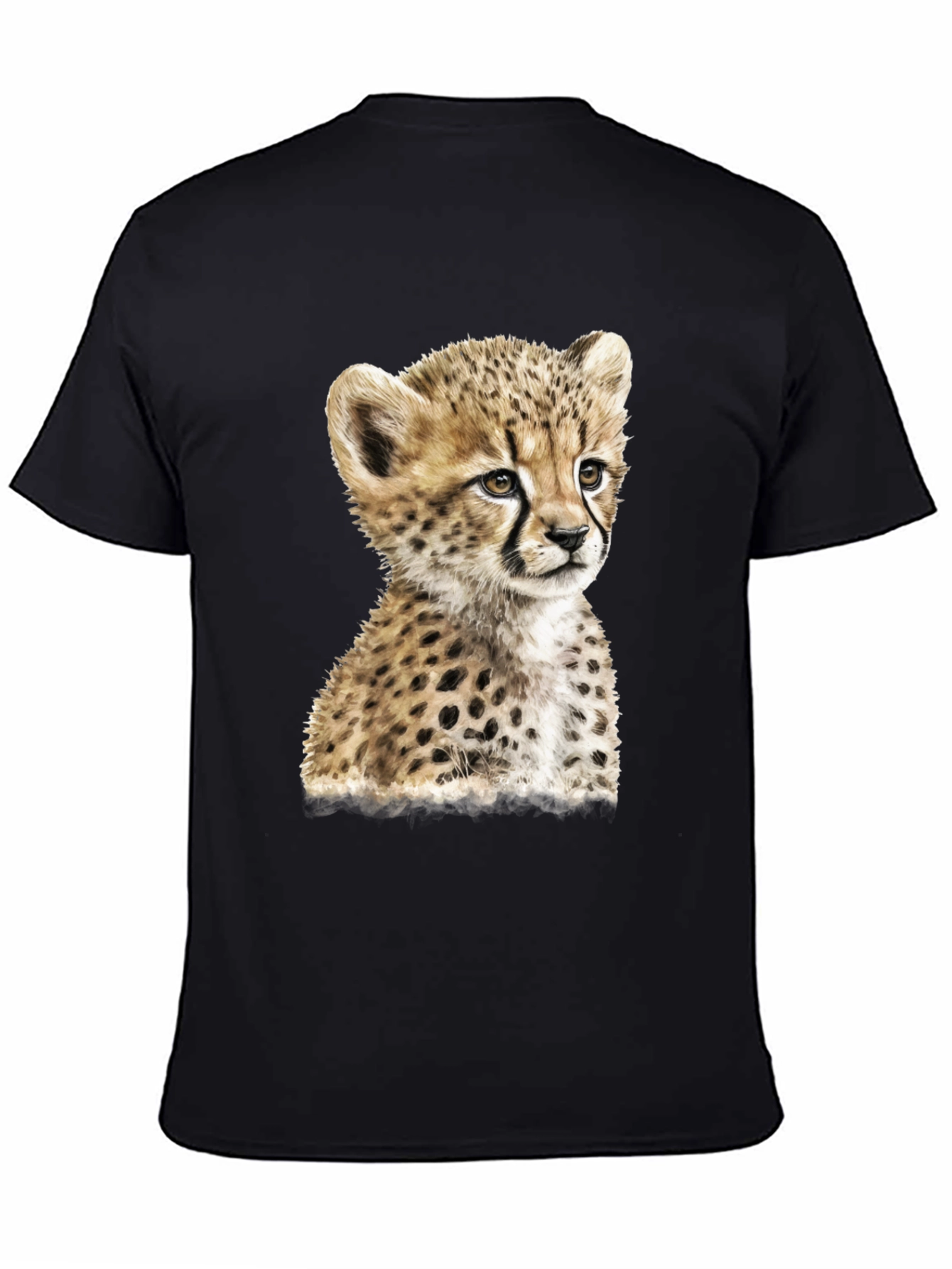Black Cheetah Cub Graphic Black T-Shirt view 4