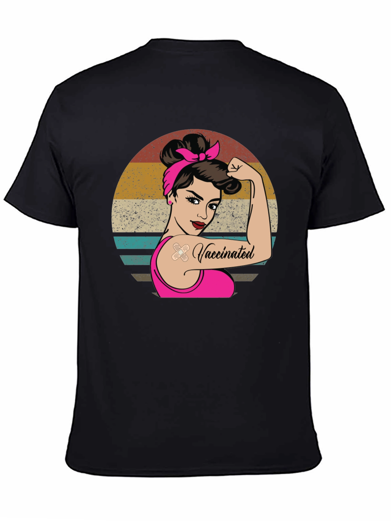 Black Vaccinated Woman Graphic Tee - Retro Design view 4