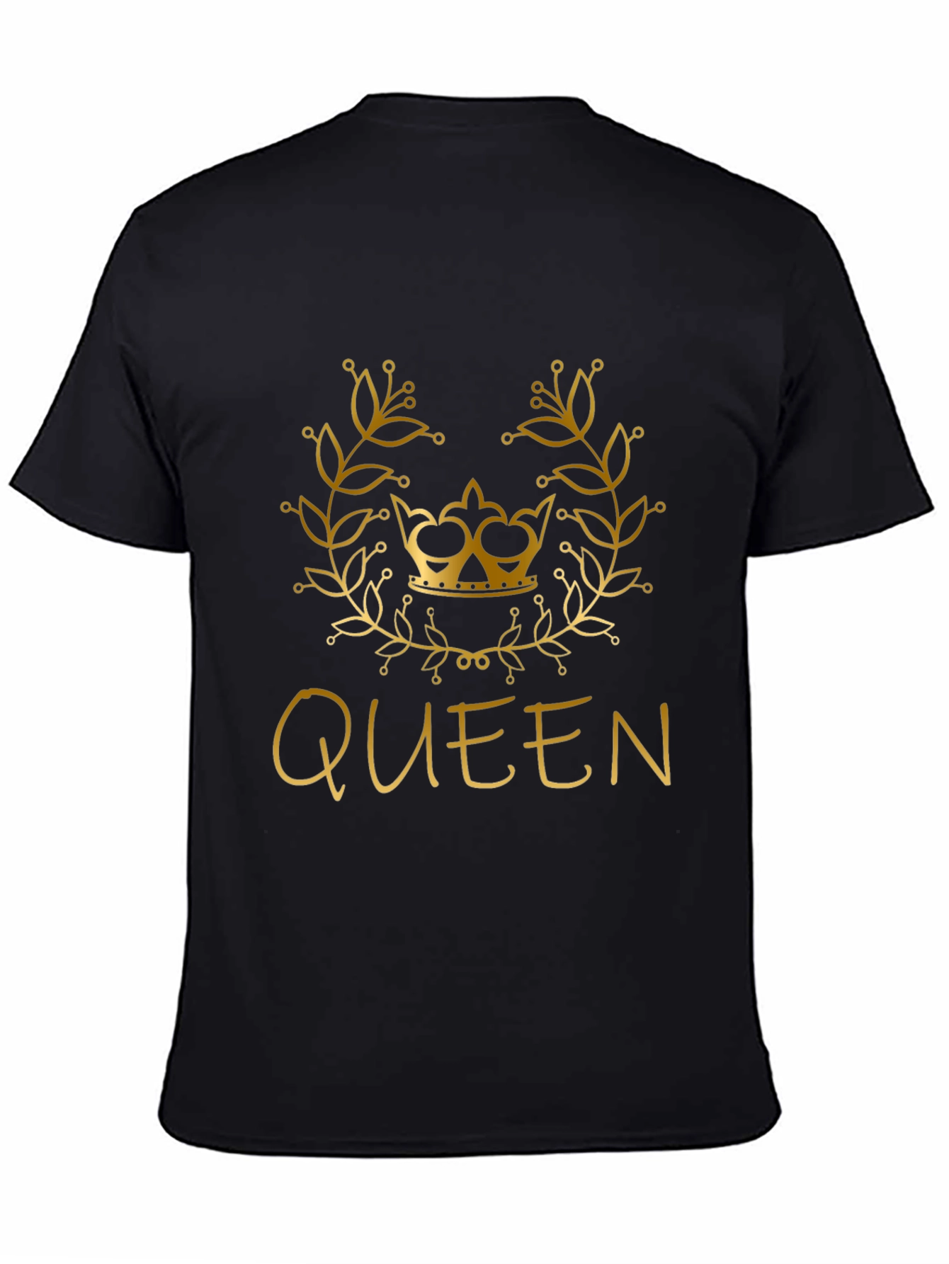 Black Queen Graphic Tee - Gold Crown on Black Shirt view 4