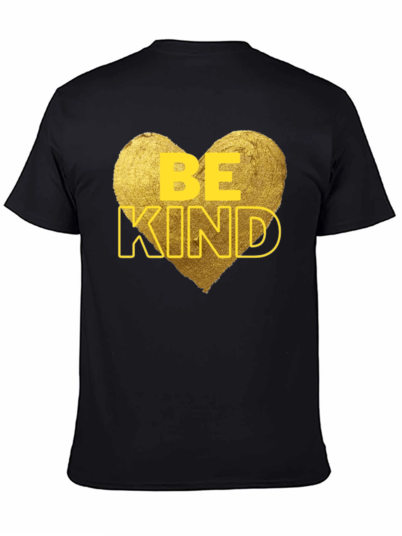 Black Be Kind Heart Graphic Tee - Black Cotton Casual T-Shirt view 4