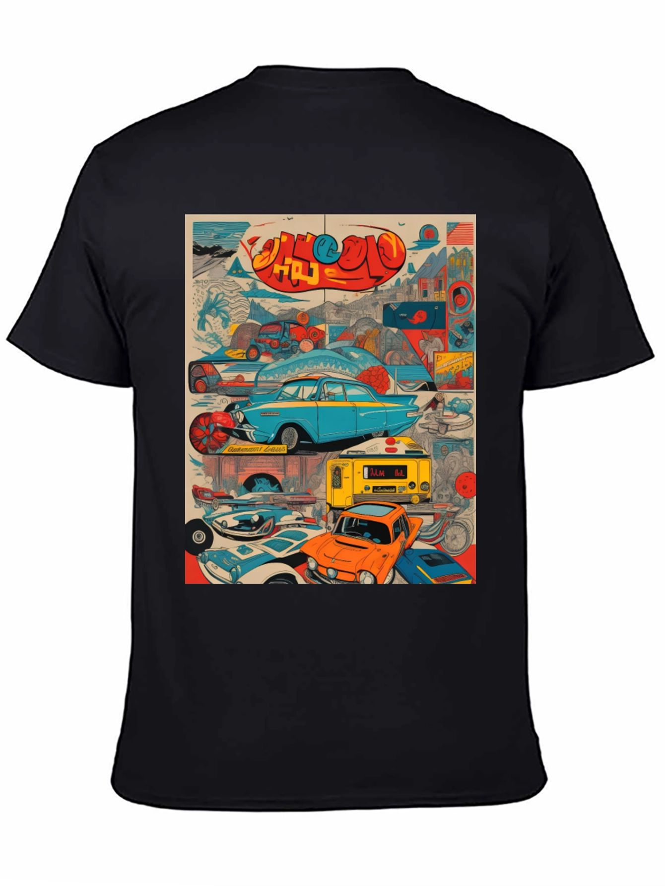 Retro Car Collage Graphic Tee - 4