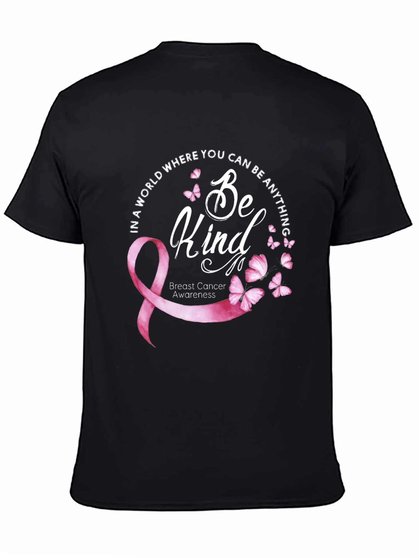 Black Be Kind Breast Cancer Awareness T-Shirt view 4