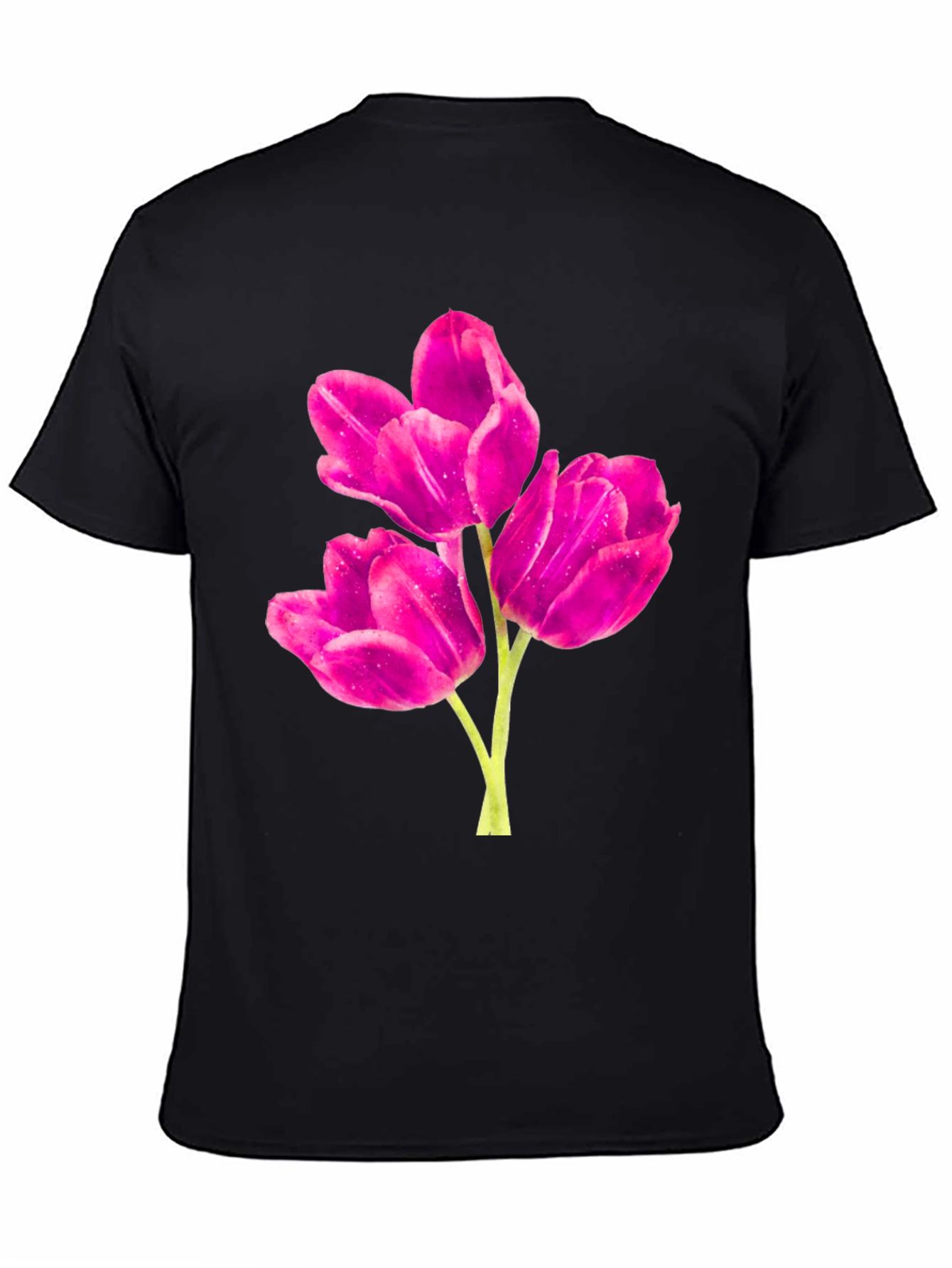 Black Floral Print Crew Neck T-Shirt view 4