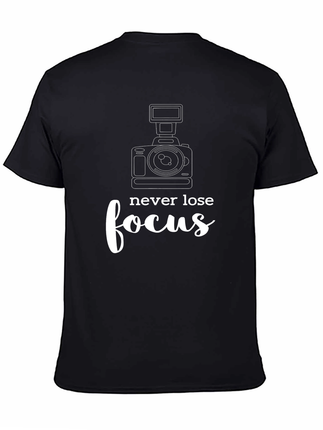 Black Never Lose Focus Camera Graphic Tee view 4