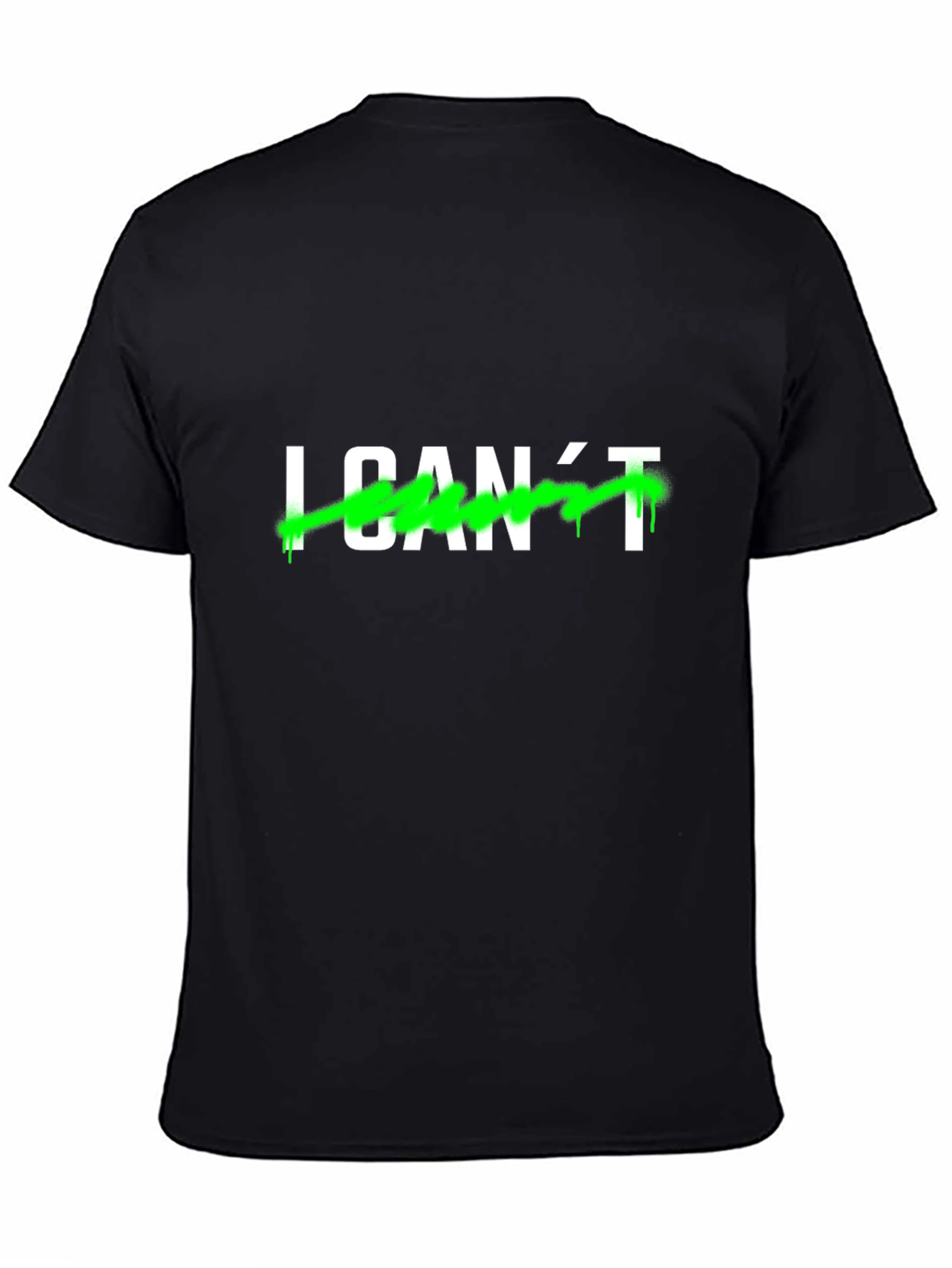 Black I CAN'T Men's Black Graphic T-Shirt view 4