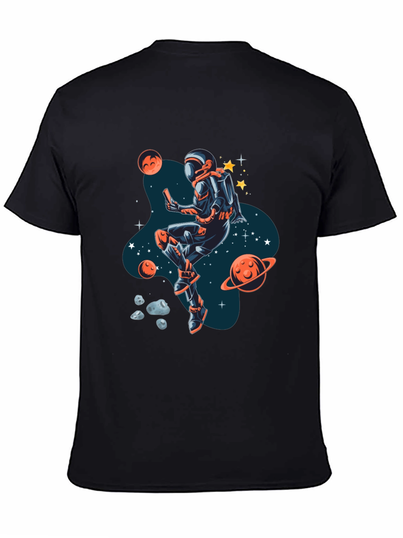 Black Astronaut in Space T-Shirt view 4