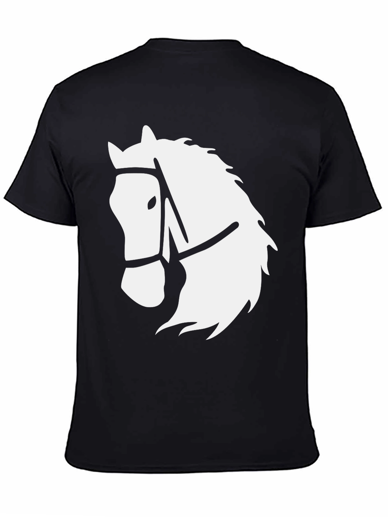 Black Black T-Shirt with White Horse Head Graphic view 4