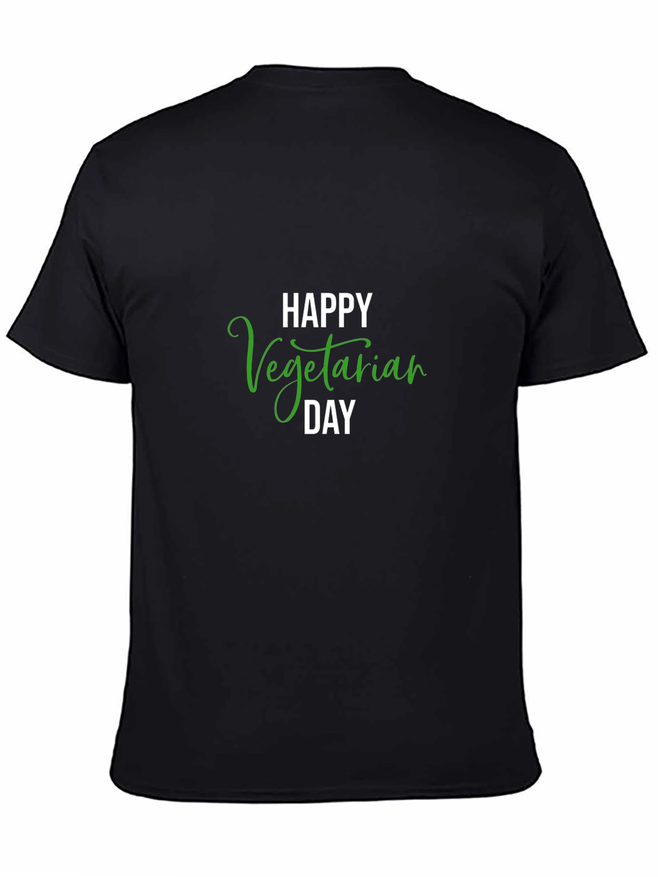 Black Happy Vegetarian Day Black T-Shirt view 4