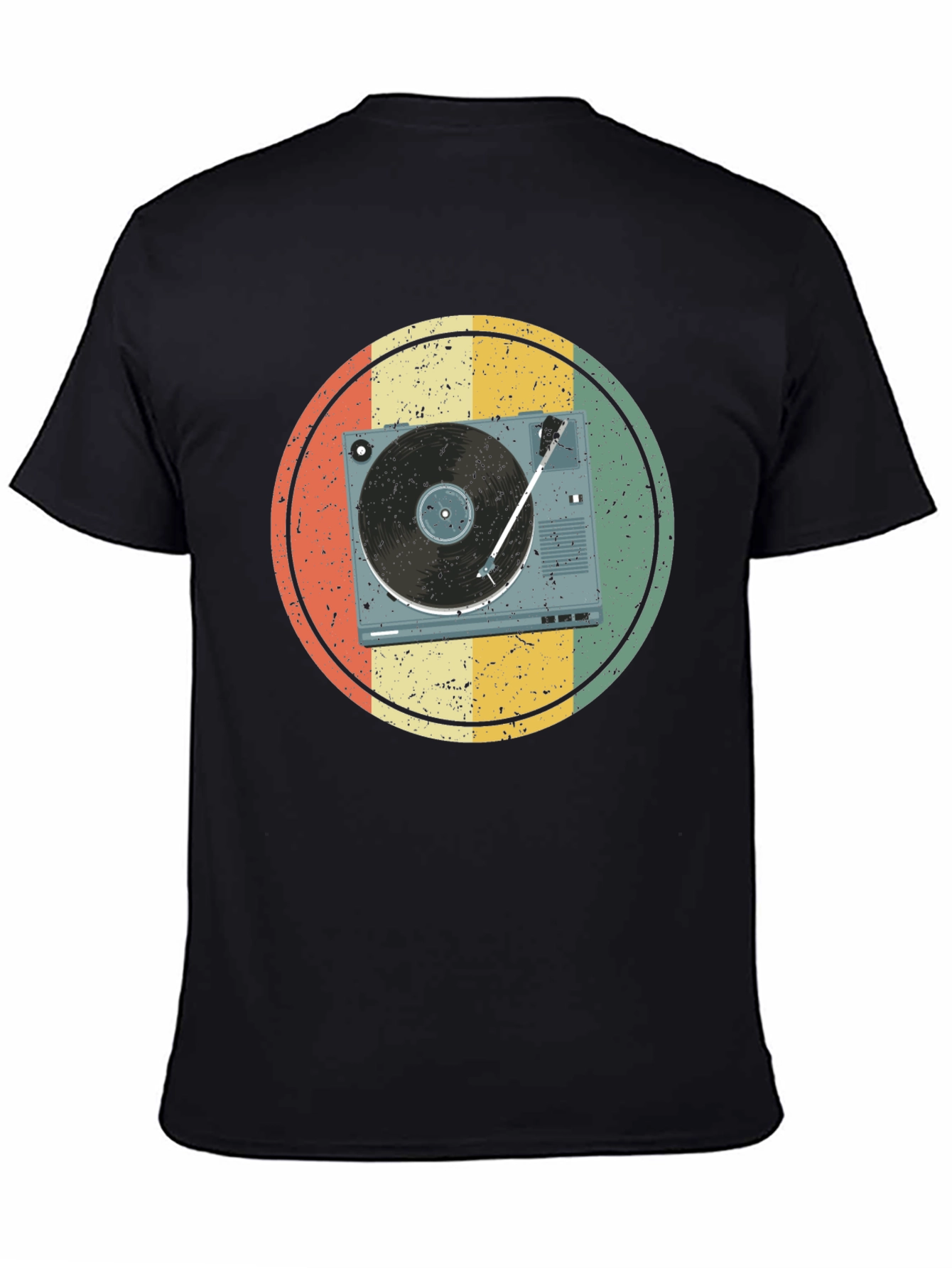 Black Retro Turntable Graphic T-Shirt view 4