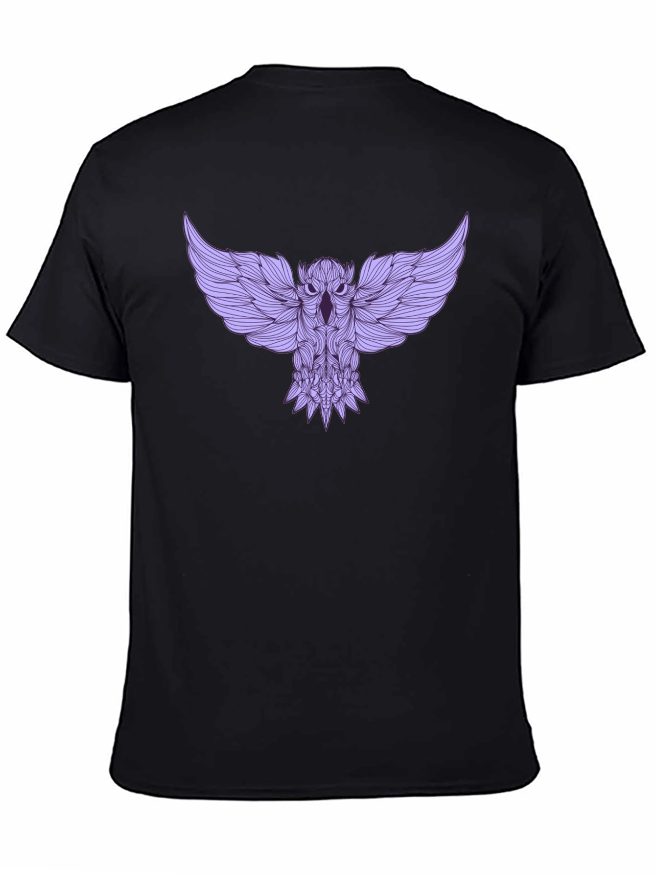 Black Stylish Black Tee with Abstract Owl Design view 4