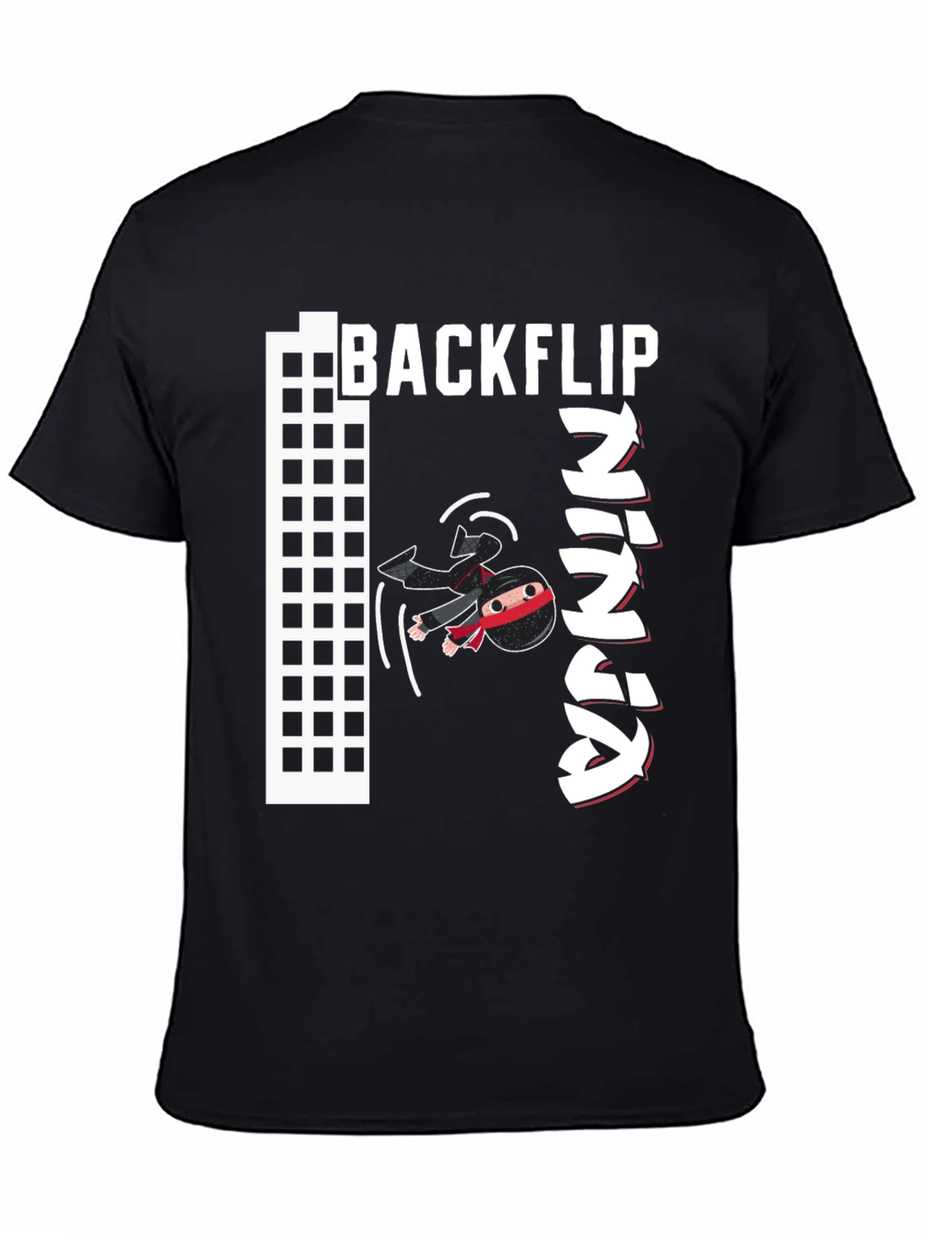 Black Backflip Ninja Graphic T-Shirt - Cool Martial Arts Tee view 4