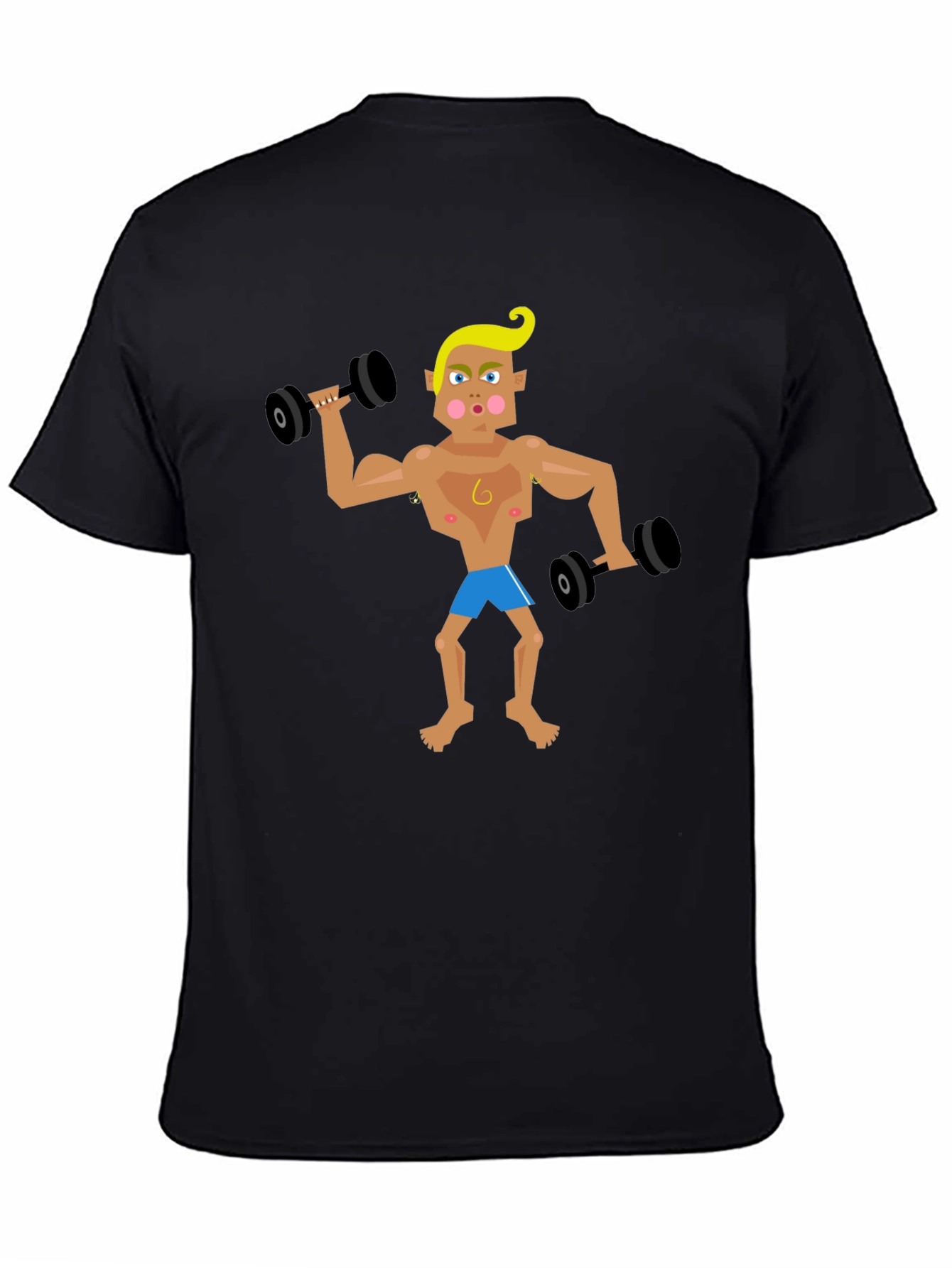 Black Cartoon Gym Bro T-Shirt view 4