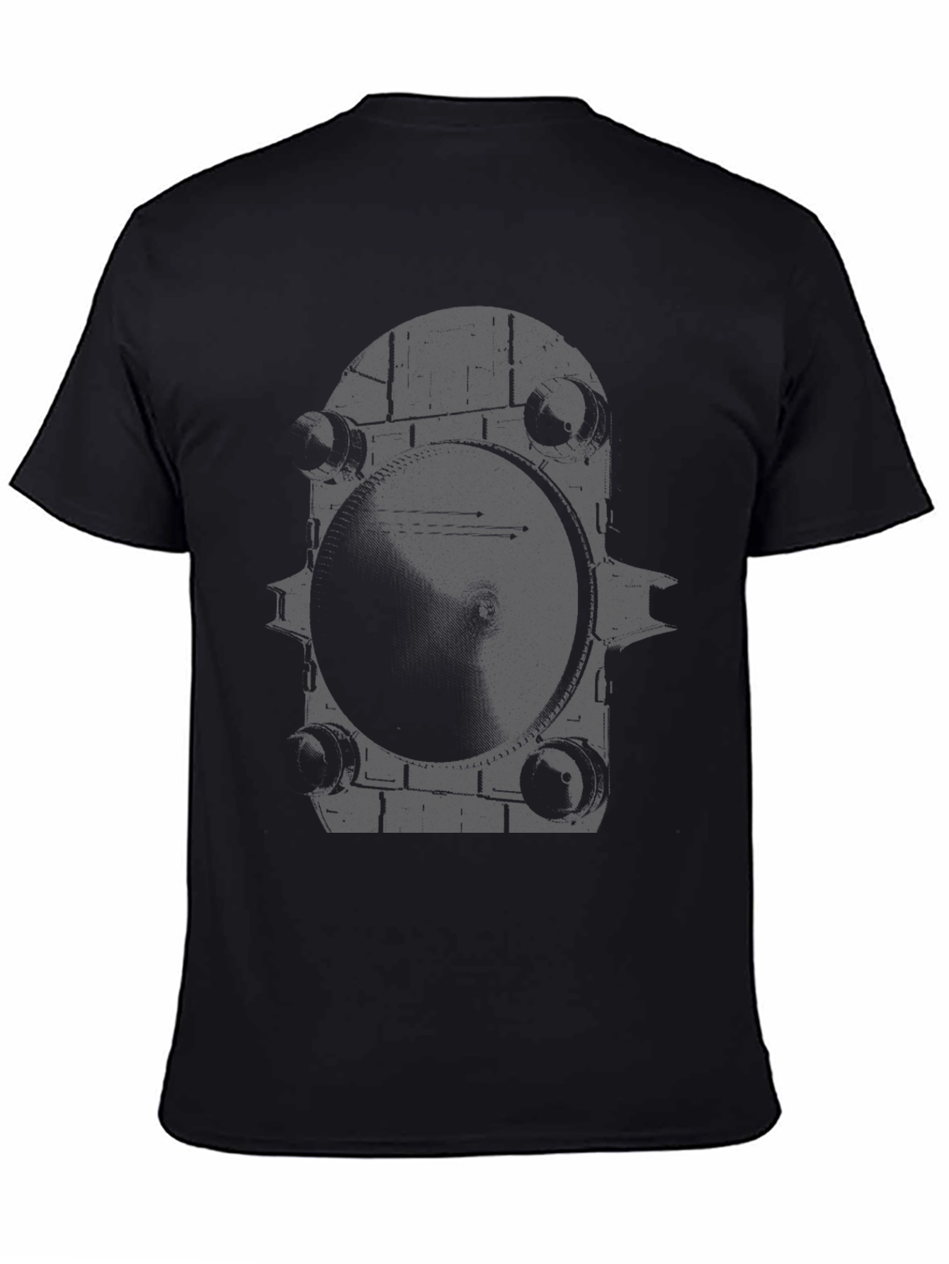 Black Monochrome Gear Graphic Tee - Modern & Edgy view 4