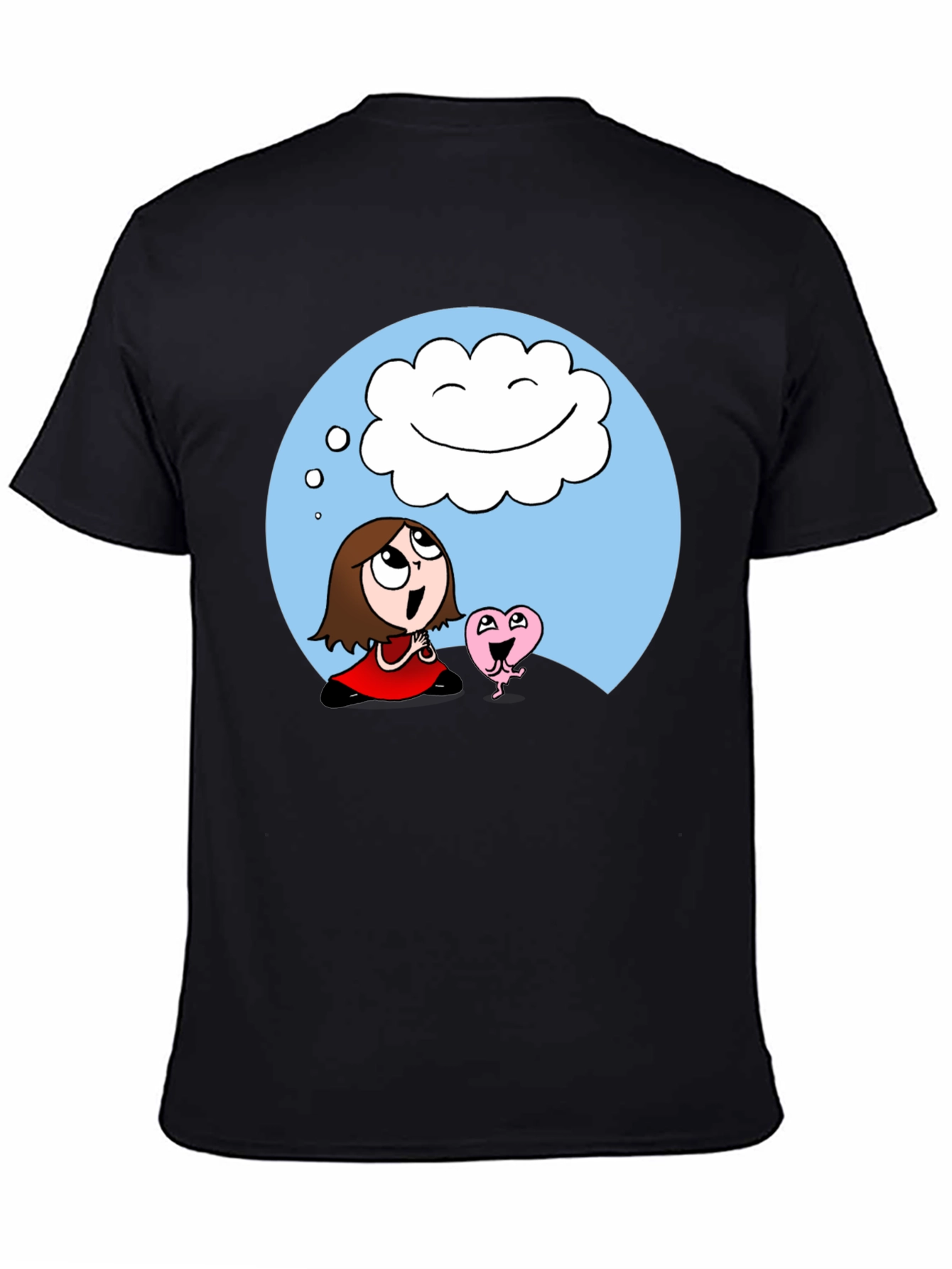 Black Dreamy Cartoon Graphic T-Shirt view 4
