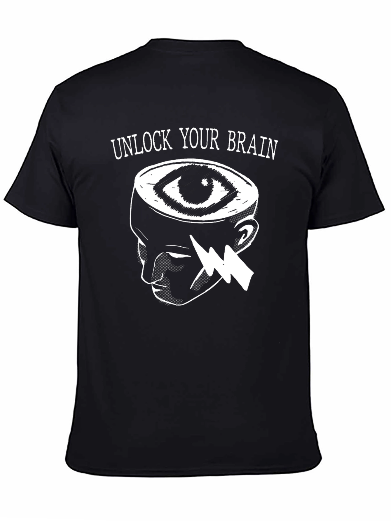 Black Unlock Your Brain T-Shirt view 4