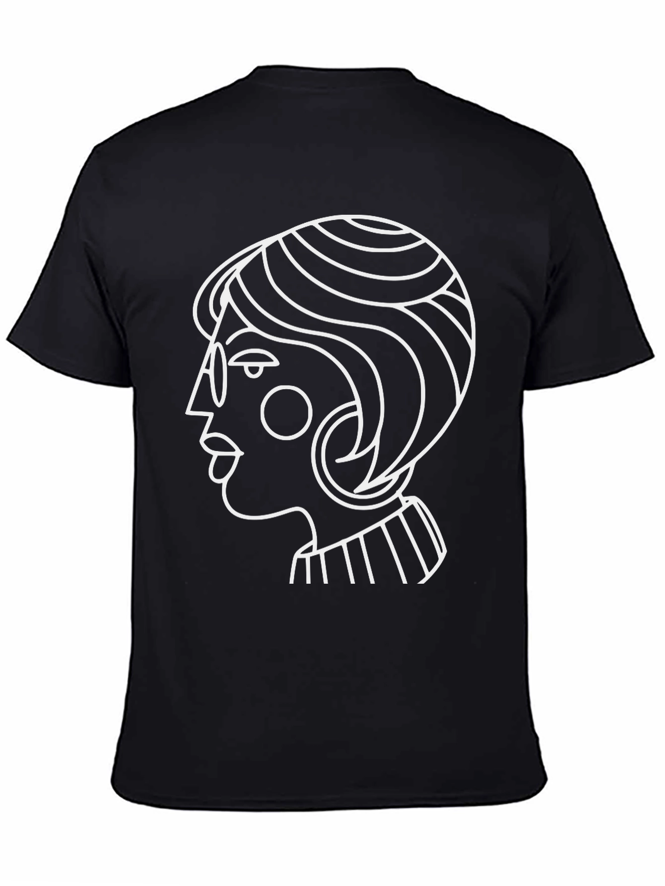 Black Abstract Woman Graphic Tee - Stylish Black T-Shirt view 4