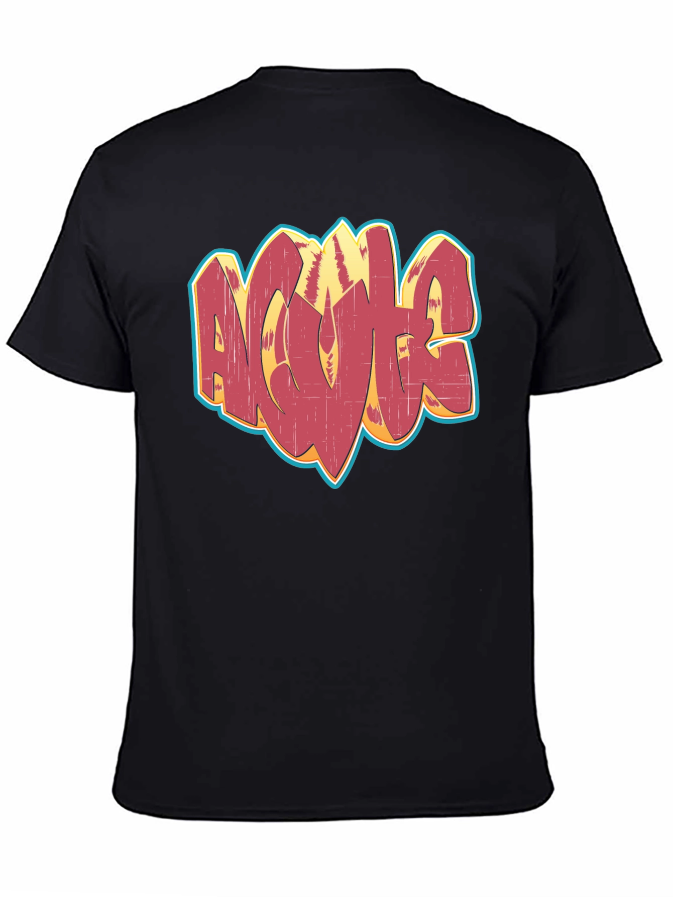 Black Retro Graffiti Graphic Tee - Black Cotton Blend Casual Shirt view 4