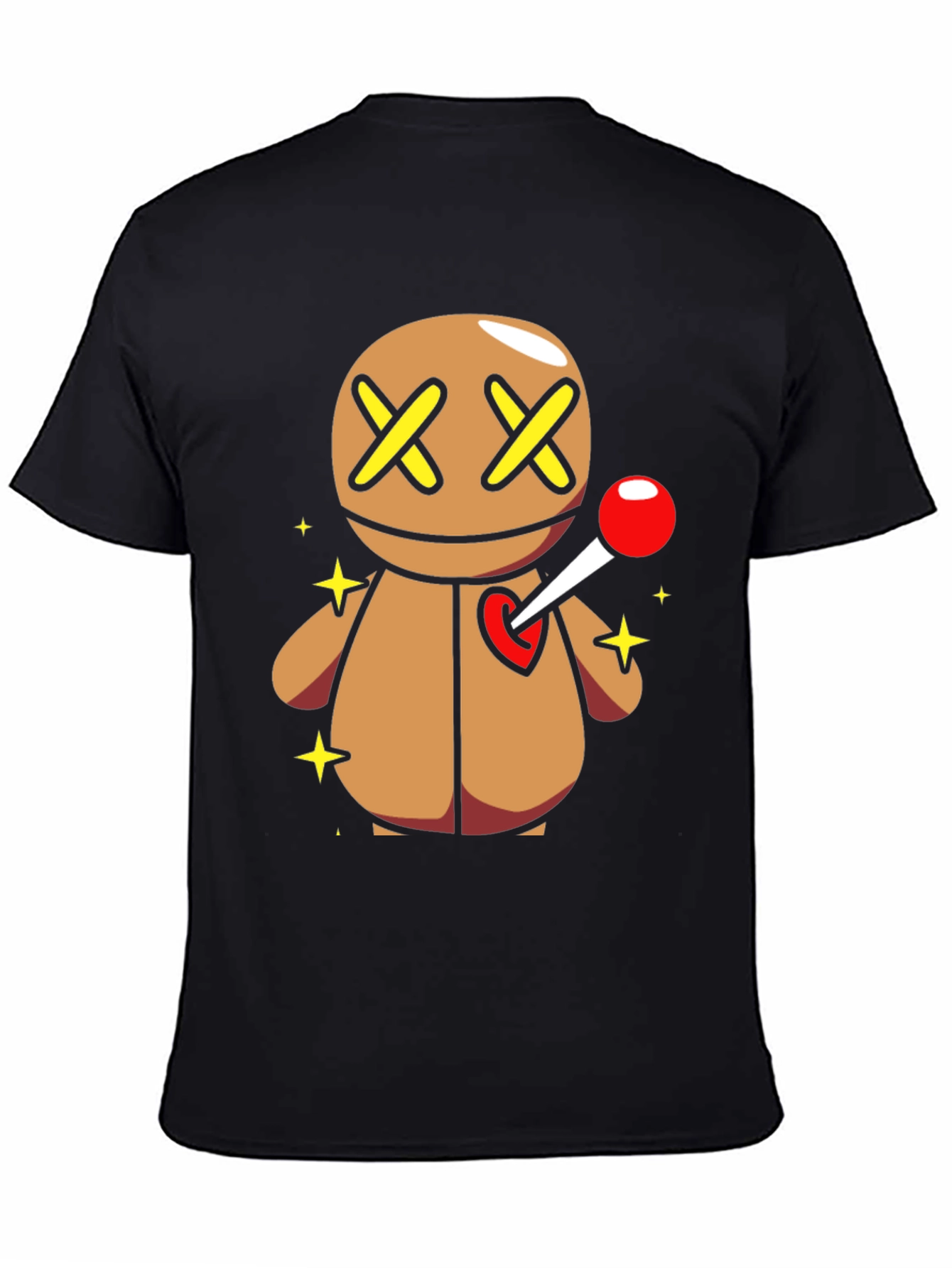 Black Voodoo Doll Graphic Tee - Novelty T-Shirt view 4