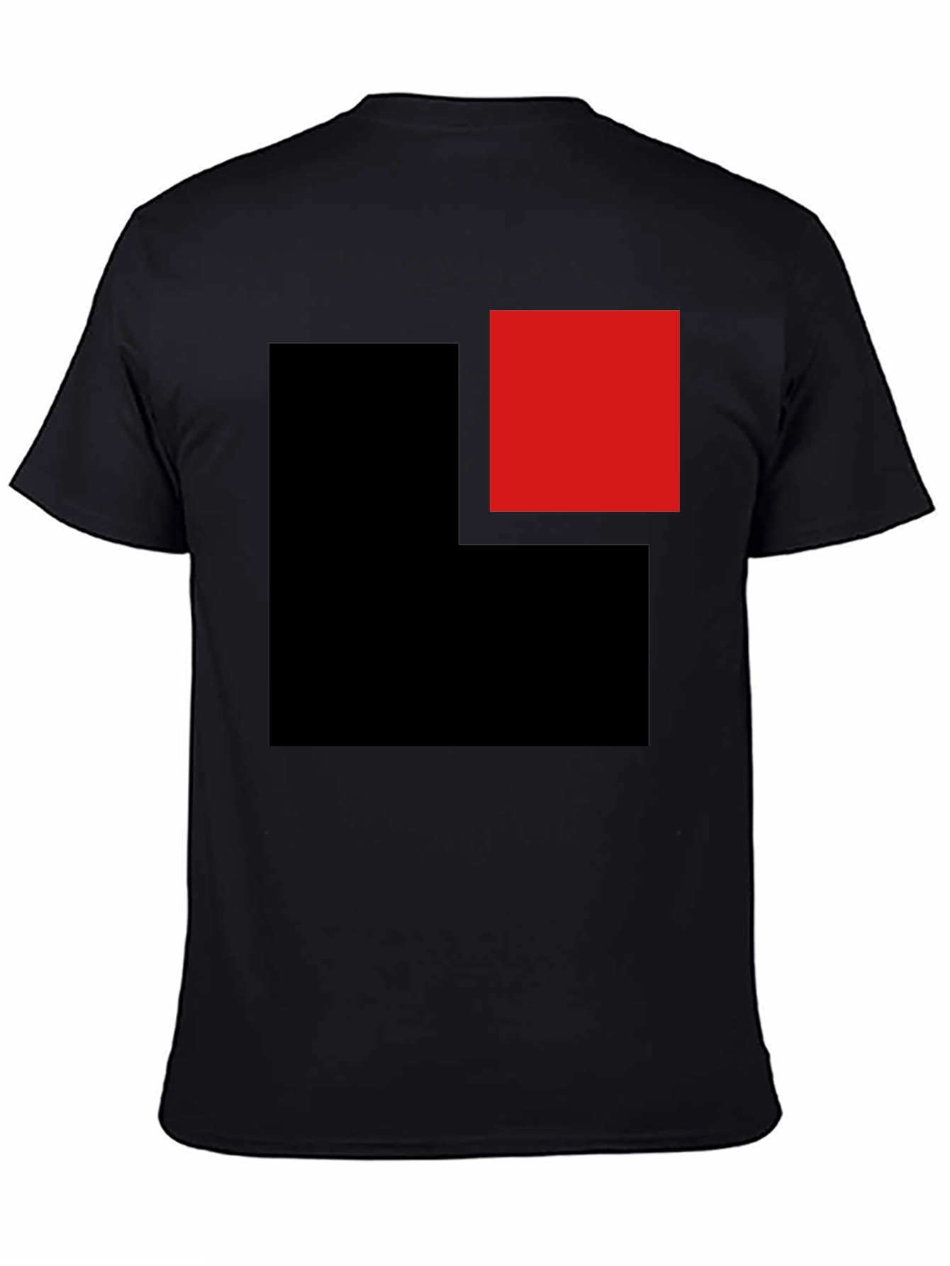 Black Modern Black T-Shirt with Geometric Block Design view 4