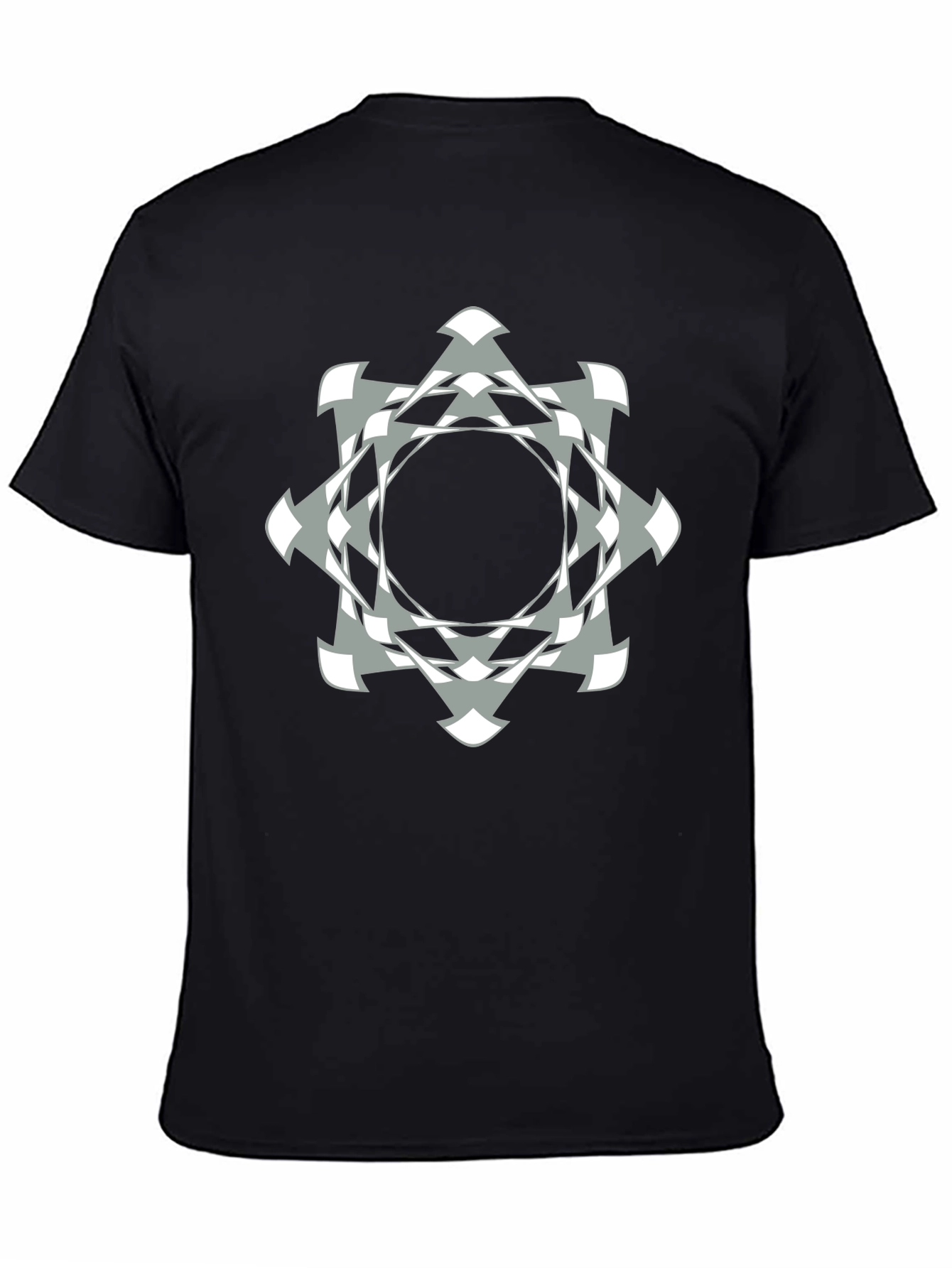 Black Abstract Geometric Graphic Print Black T-Shirt view 4